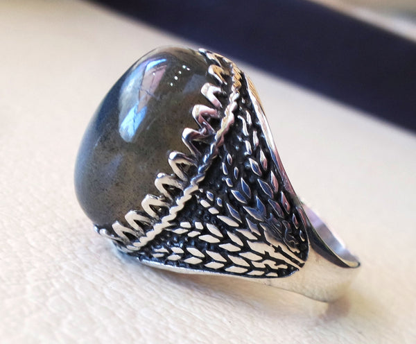 Labradorite man ring natural stone multi color semi precious stone hea –  Abu Mariam Jewelry