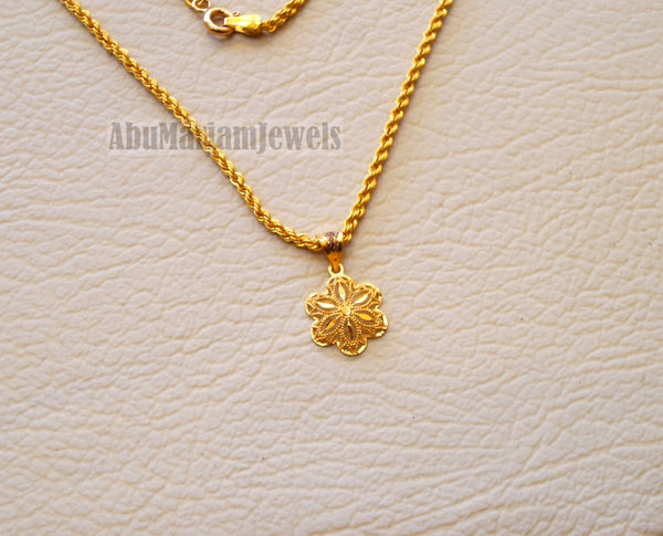 21K gold round pendant with rope chain gold jewelry 16 and 20