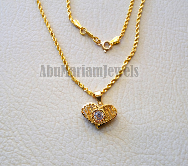 21K gold round pendant with rope chain gold jewelry 16 and 20 inches f –  Abu Mariam Jewelry