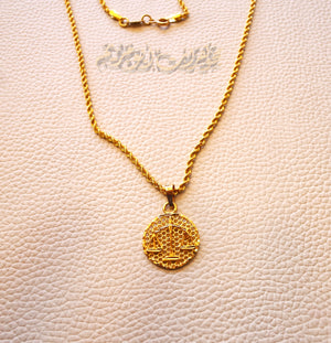 Justice scale lawyer or Judge gift 21 k gold round pendant and rope chain fine jewelry necklace fast shipping