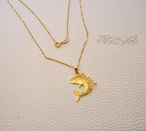 21K gold shark fish pendant with Disco chain gold jewelry 16 and 20 inches fast shipping sea ocean lovers with gift box