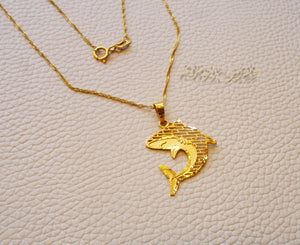 21K gold shark fish pendant with Disco chain gold jewelry 16 and 20 inches fast shipping sea ocean lovers with gift box