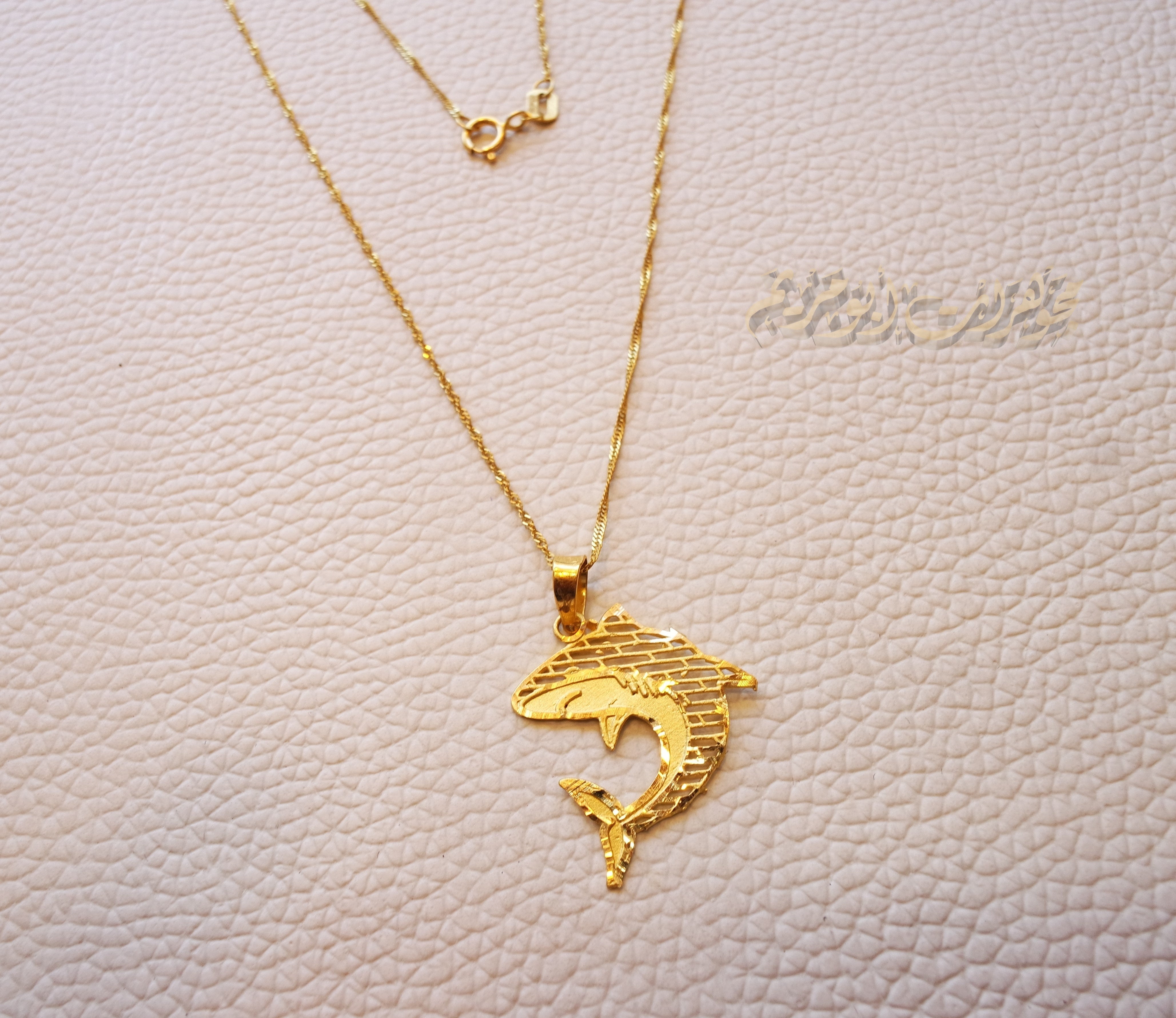 21K gold shark fish pendant with Disco chain gold jewelry 16 and 20 inches fast shipping sea ocean lovers with gift box