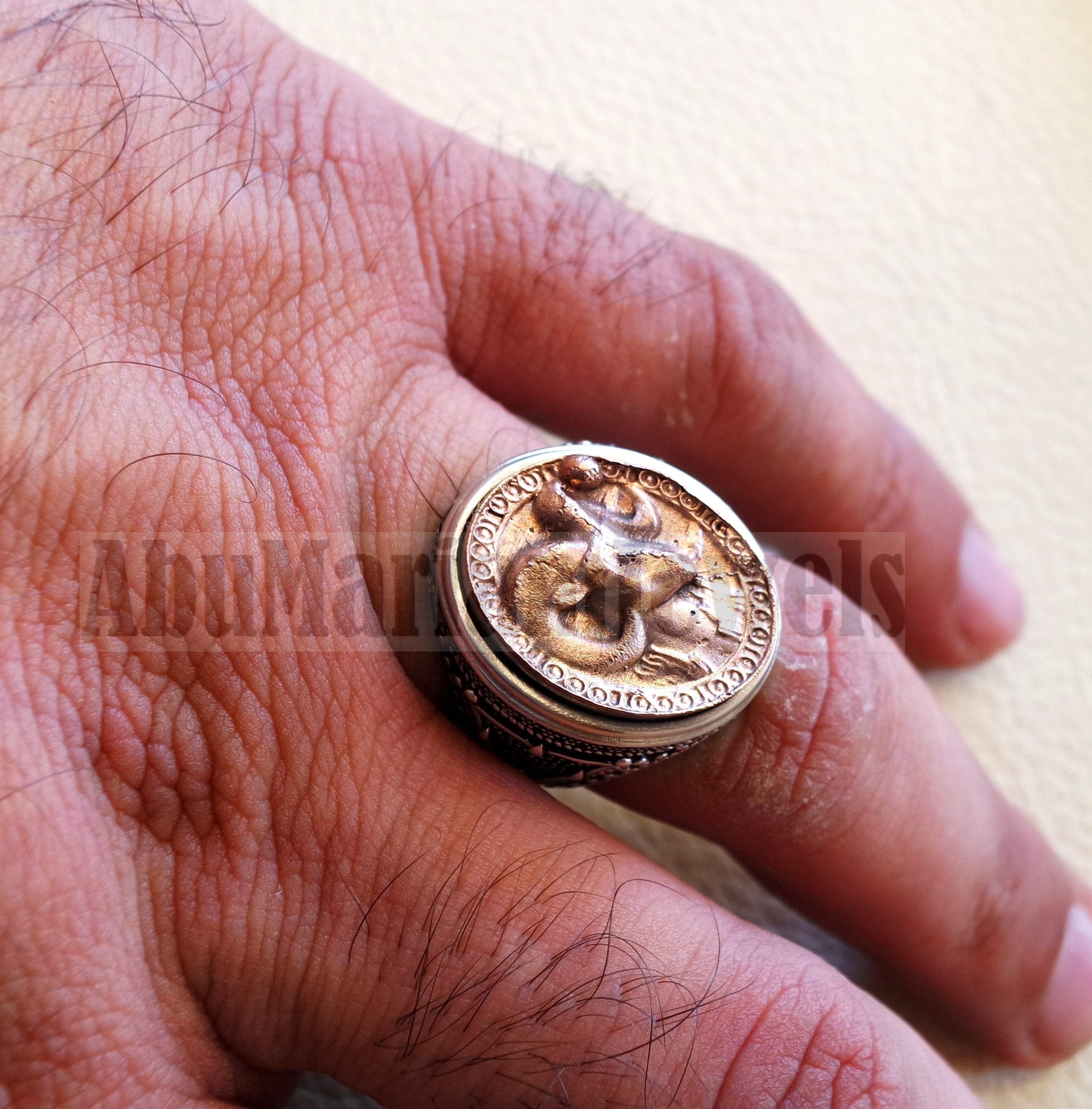 Horoscopes zodiac sign Aries sterling silver 925 and antique bronze huge men ring all sizes men jewelry gift that bring luck fast shipping