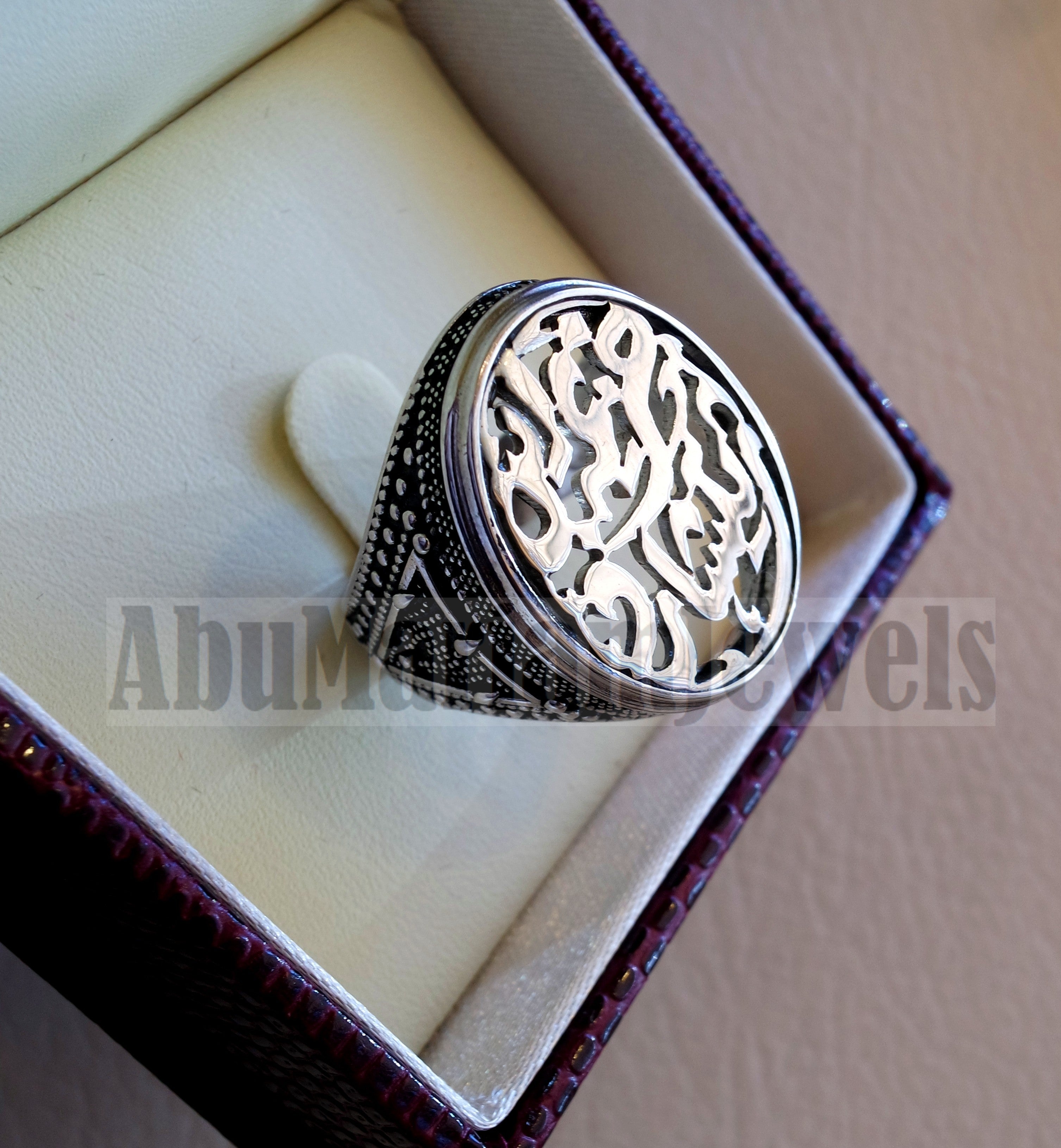 Customized Arabic calligraphy names handmade ring personalized antique jewelry style sterling silver 925 any size TSN1008 خاتم اسم تفصيل