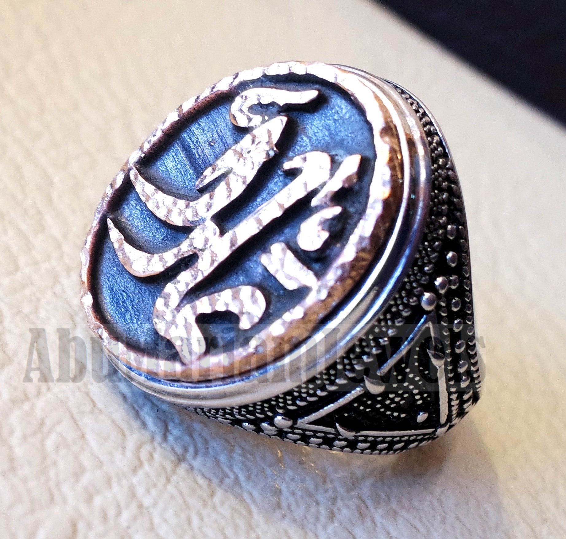 Customized Arabic calligraphy names ring personalized antique jewelry style sterling silver 925 and bronze any size TSB1005 خاتم اسم تفصيل