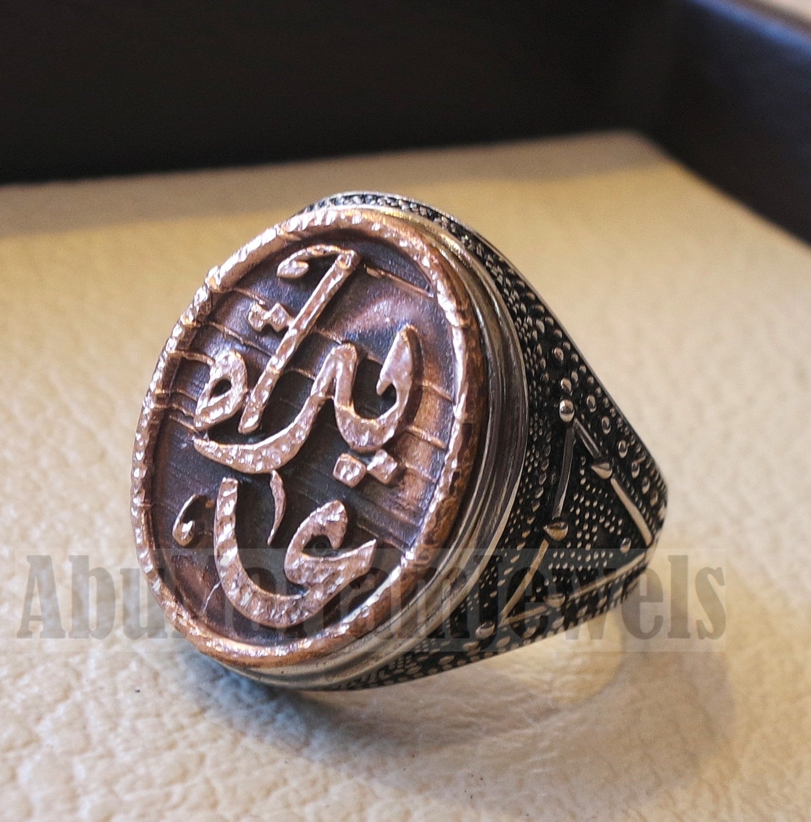 Customized Arabic calligraphy names ring personalized antique jewelry style sterling silver 925 and bronze any size TSB1006 خاتم اسم تفصيل