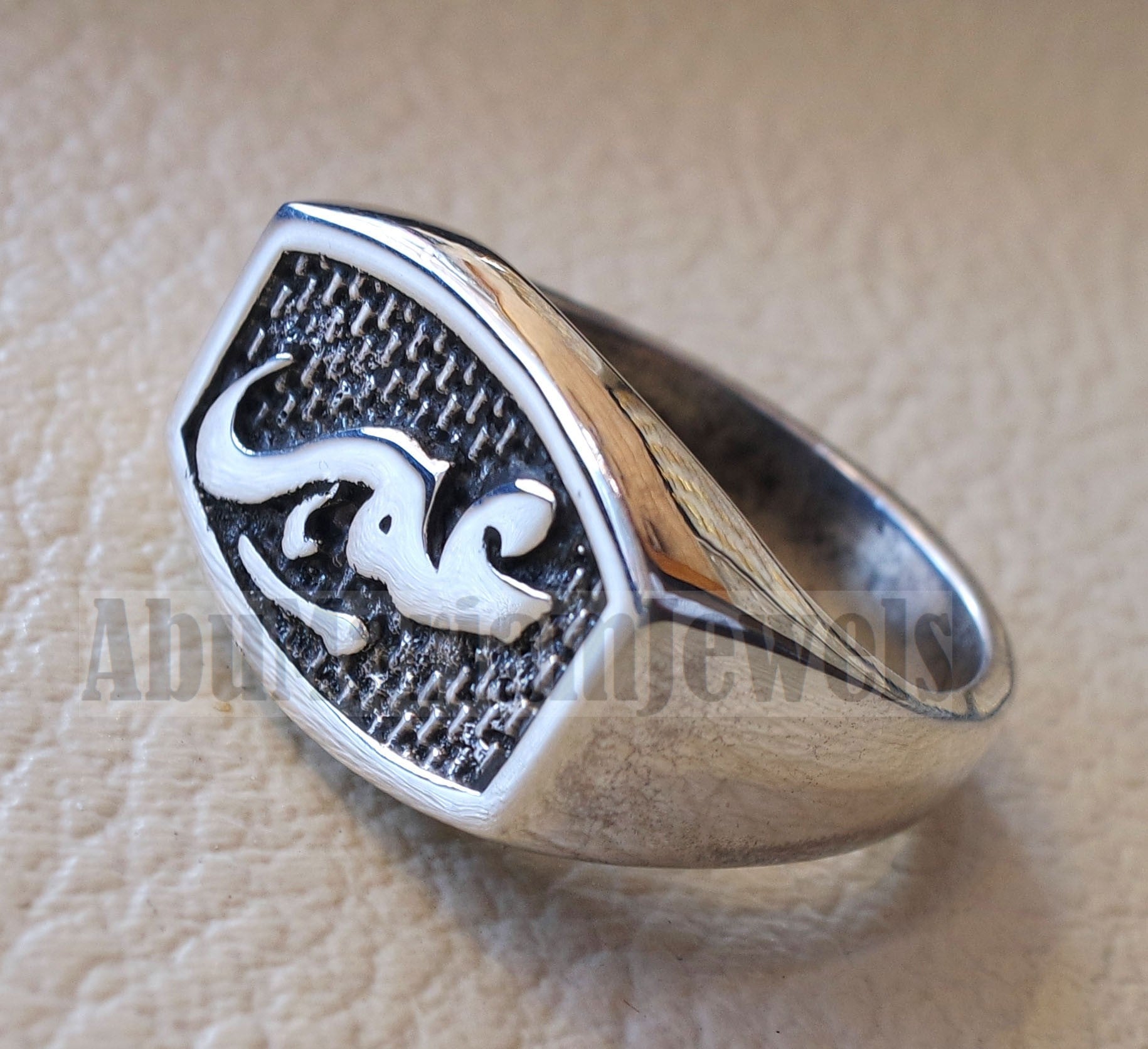 Name ring customized Arabic calligraphy one word personalized heavy all sizes jewelry style sterling silver 925 SN1001 خاتم اسم تفصيل