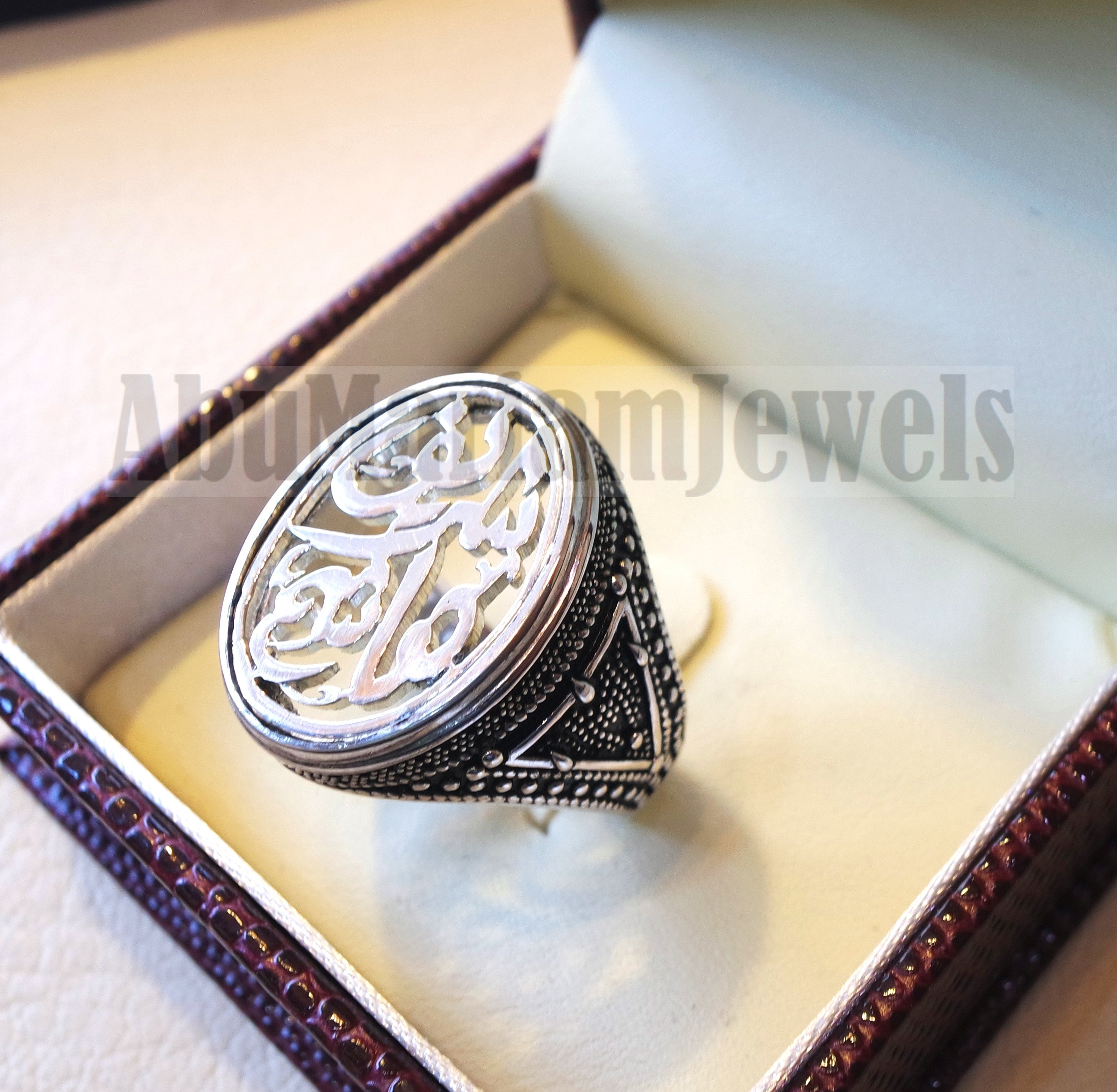 Customized Arabic calligraphy names handmade ring personalized antique jewelry style sterling silver 925 any size TSN1006 خاتم اسم تفصيل