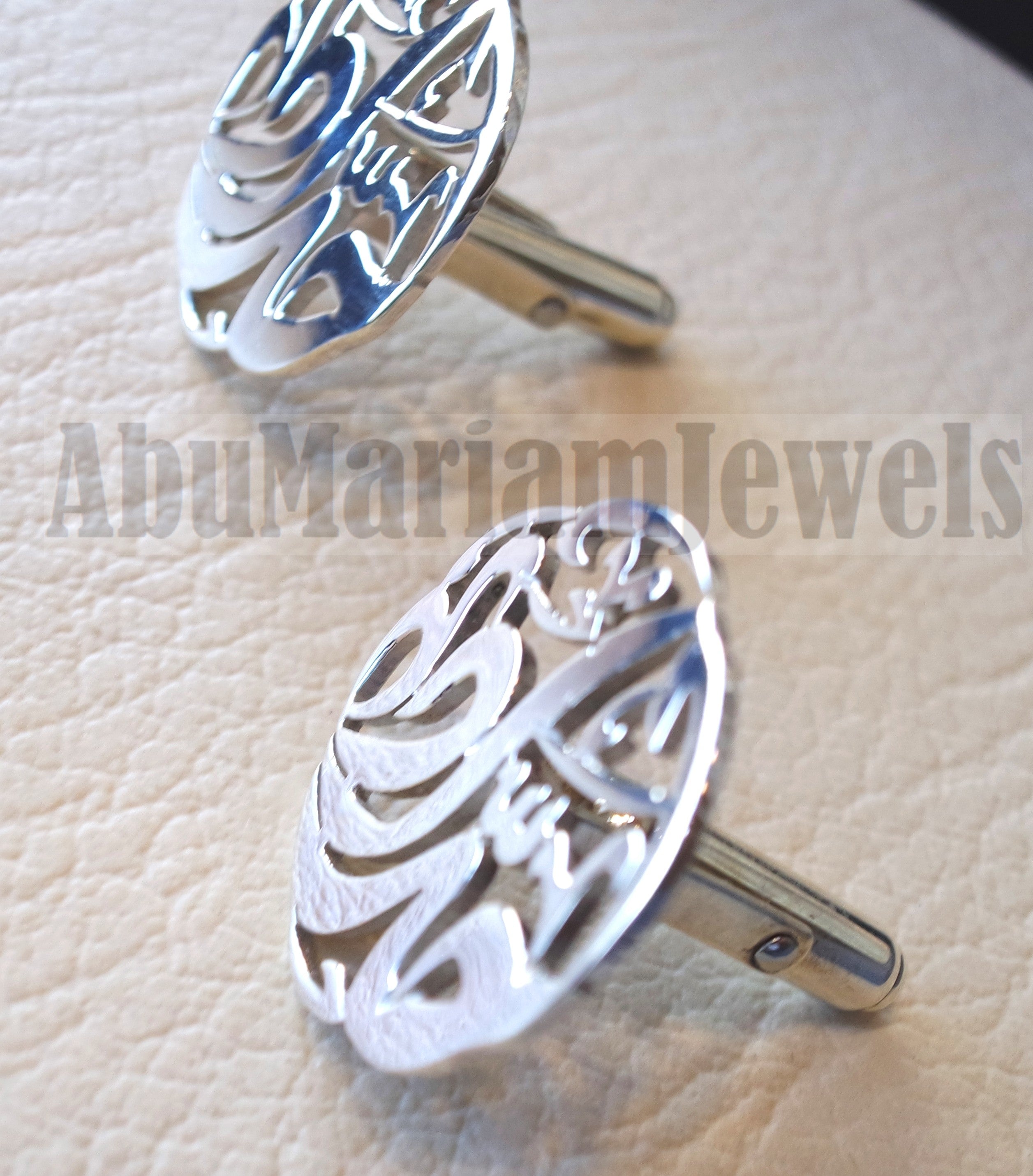 cufflinks , cuflinks 2 or 1 name one word each calligraphy arabic customized any name made to order sterling silver 925 men jewelry CF112