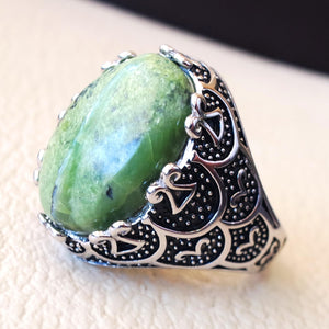 Art Deco Ring for Men 925 Silver with Natural Stone | JFM Jade