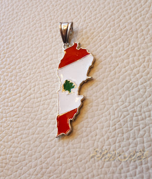 Lebanon map pendant cedar tree flag colors sterling silver 925 k high quality jewelry Arabic fast shipping خريطة لبنان