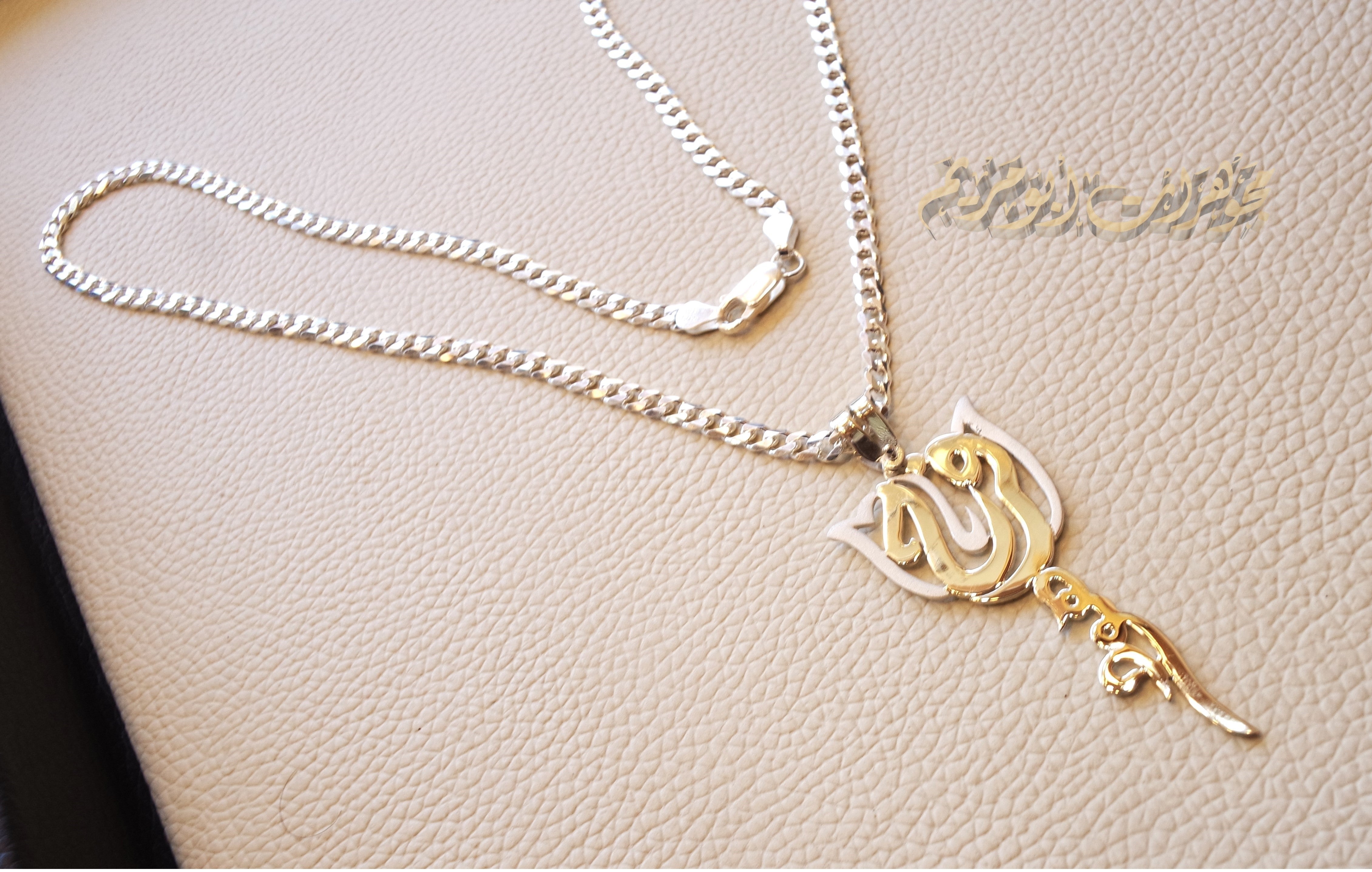 Rose flower Personalized pendant thick chain 2 names Arabic customized name silver 925 high quality polishing big size تعليقه اسماء عربي