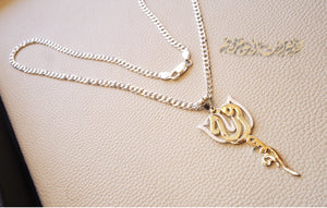 Rose flower Personalized pendant thick chain 2 names Arabic customized name silver 925 high quality polishing big size تعليقه اسماء عربي