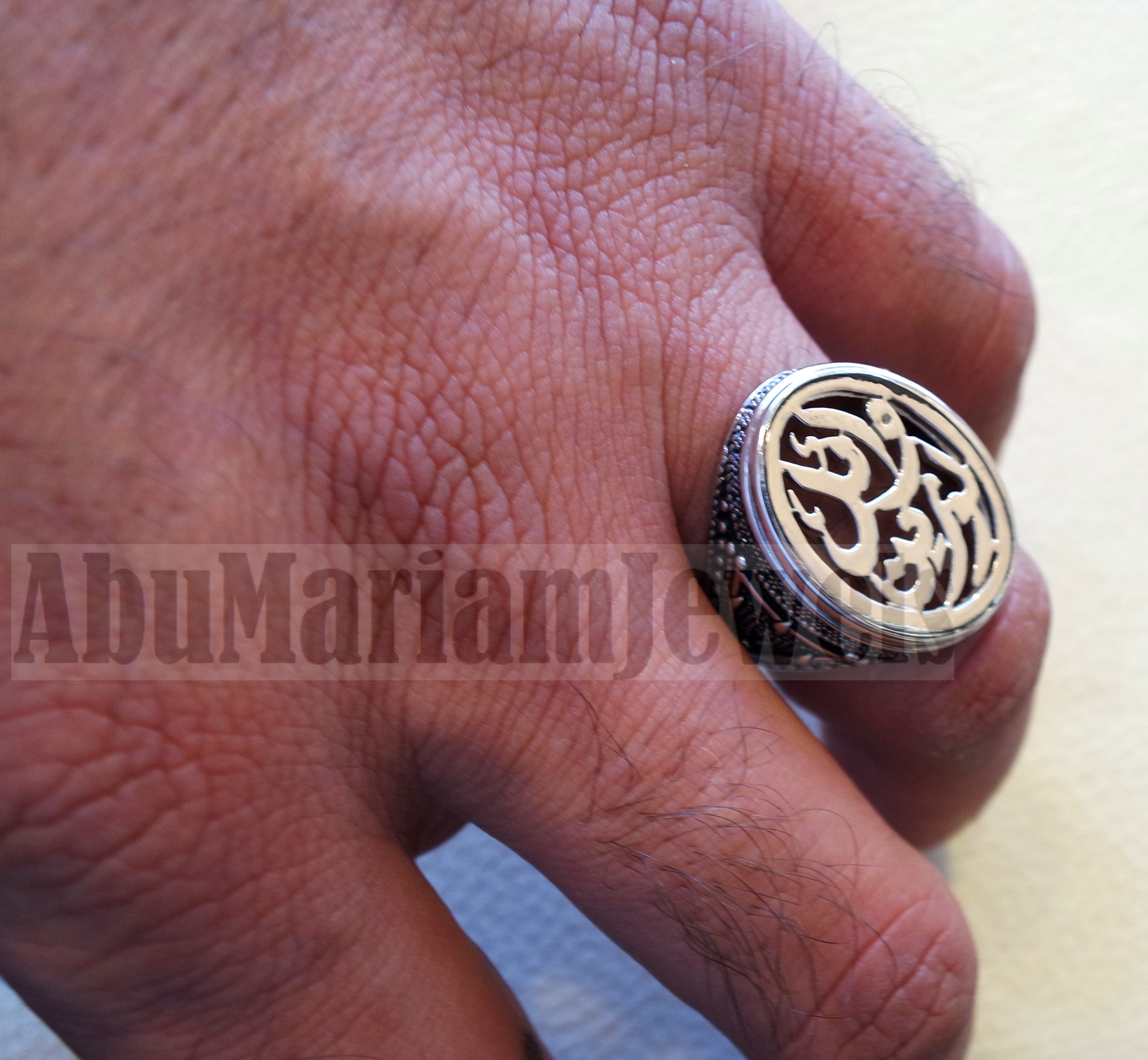 Customized Arabic calligraphy names handmade ring personalized antique jewelry style sterling silver 925 any size TSN1007 خاتم اسم تفصيل