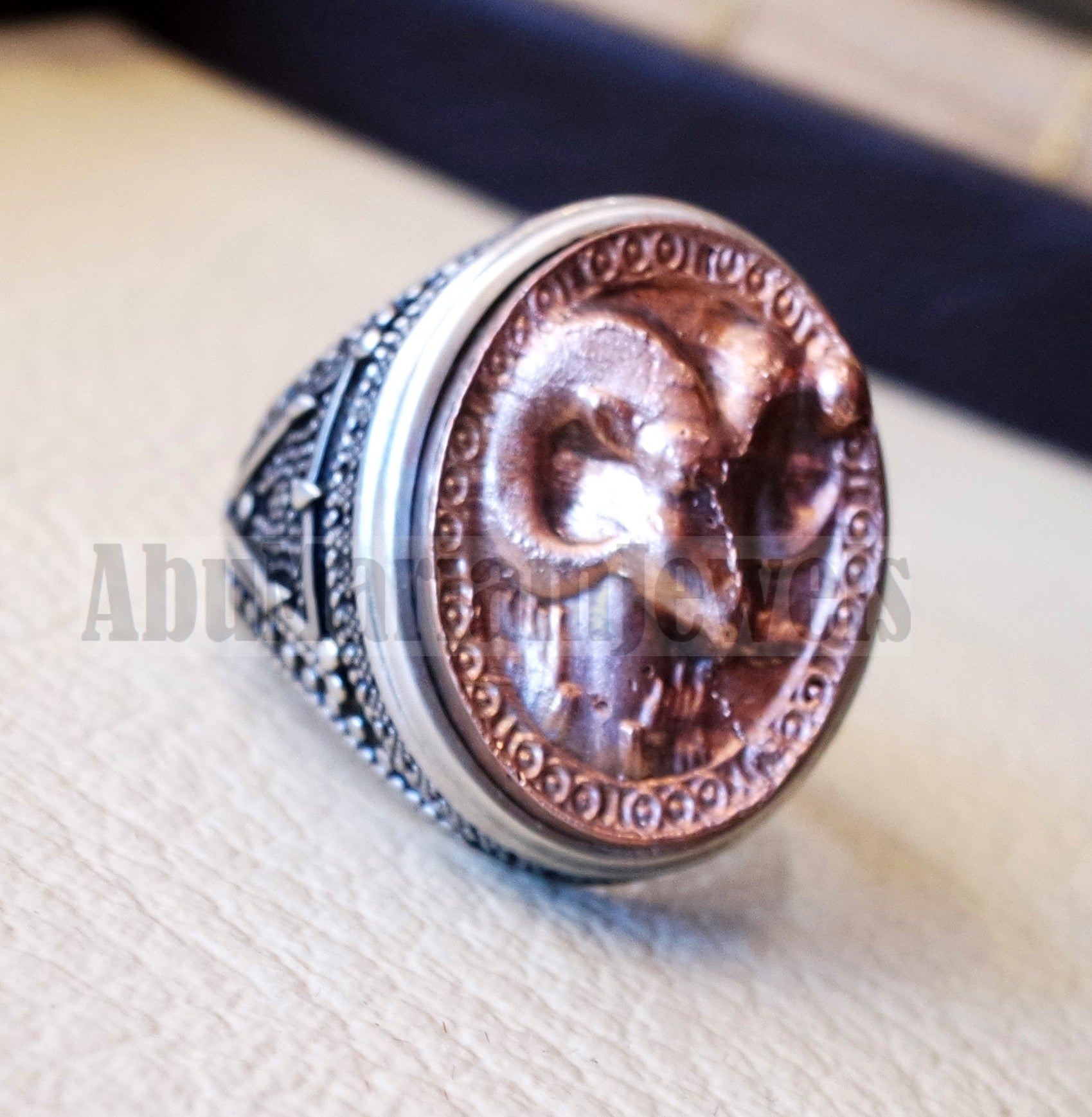 Horoscopes zodiac sign Aries sterling silver 925 and antique bronze huge men ring all sizes men jewelry gift that bring luck fast shipping