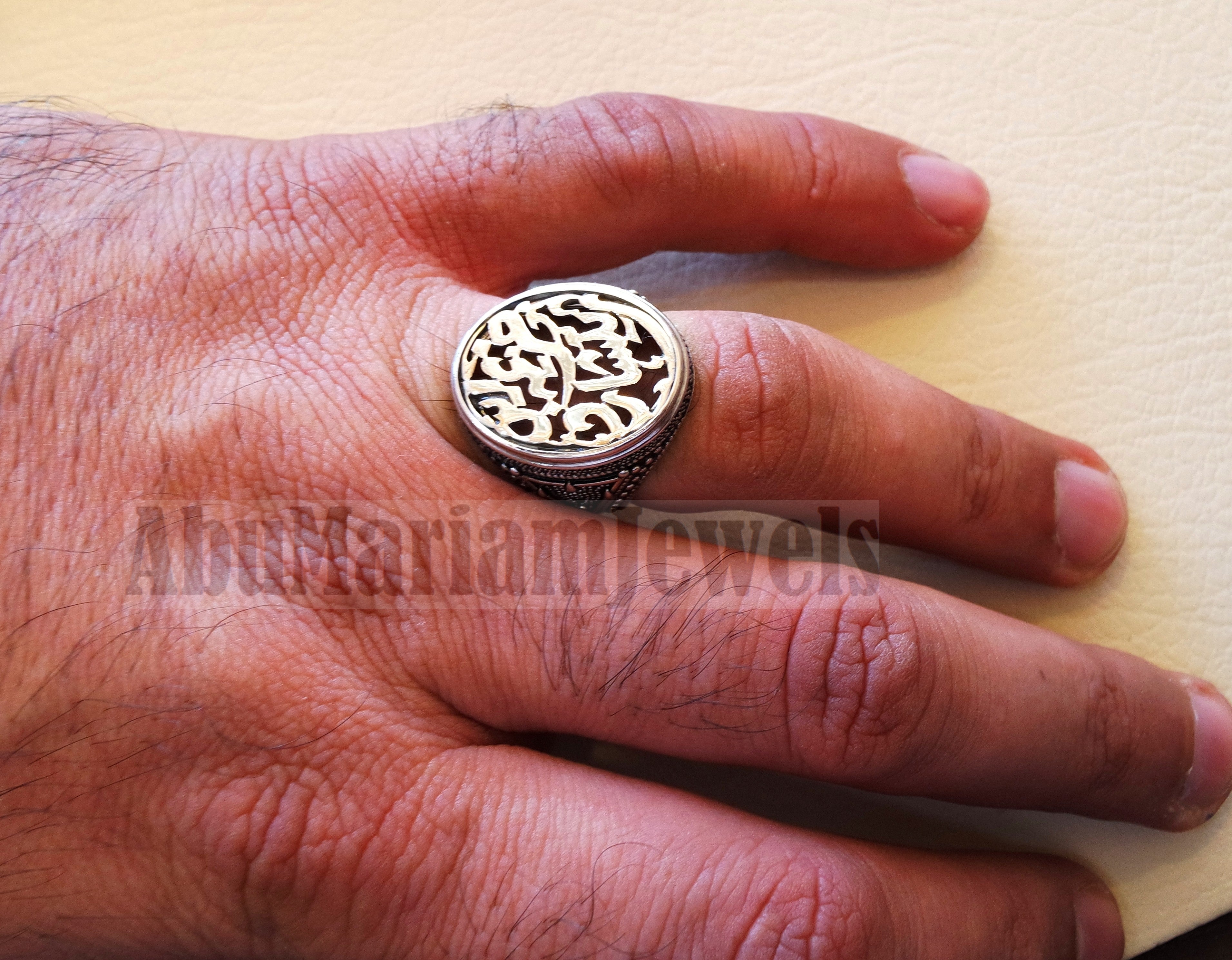 Customized Arabic calligraphy names handmade ring personalized antique jewelry style sterling silver 925 any size TSN1008 خاتم اسم تفصيل