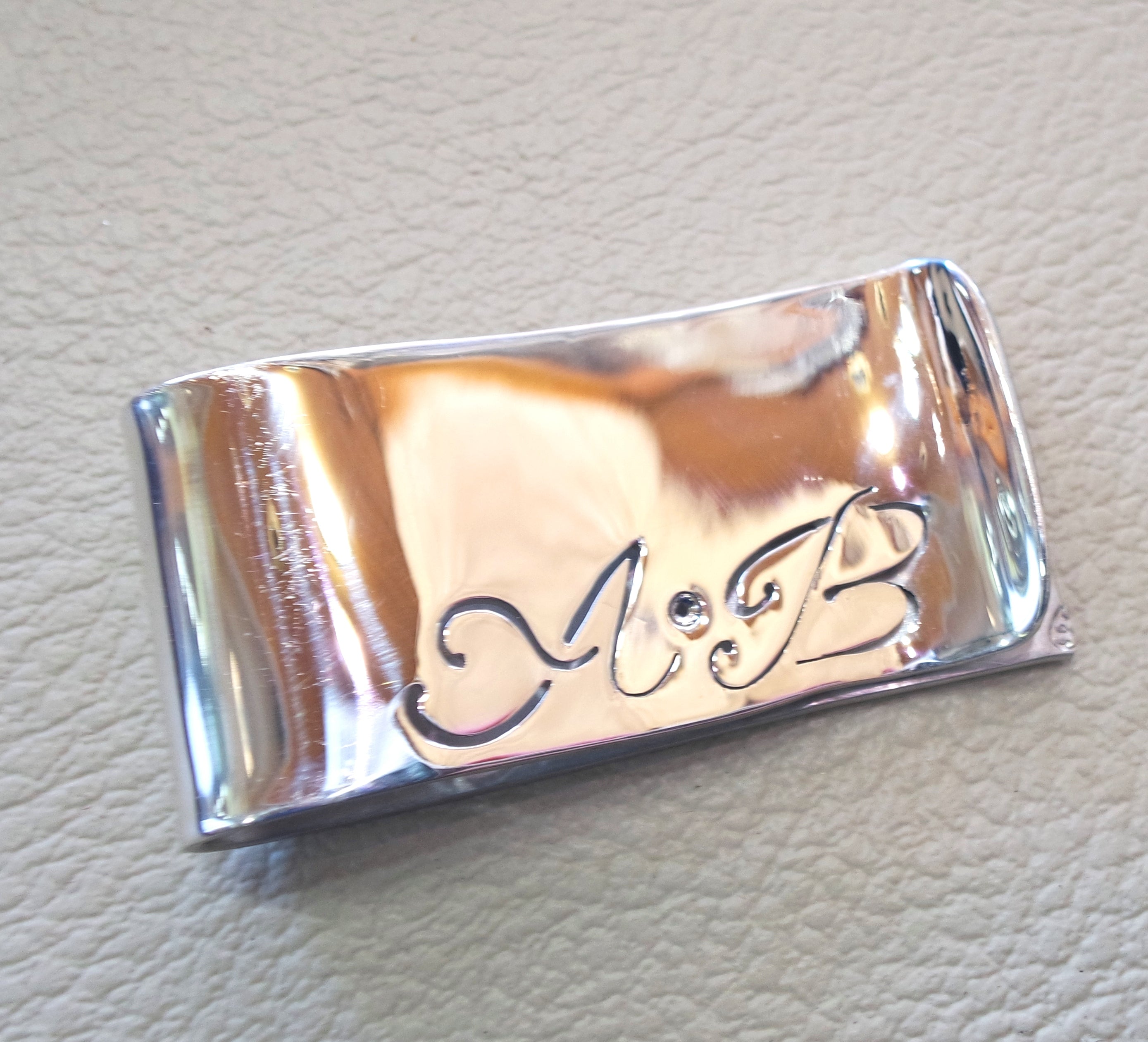 man Geschenk personalisierte Heavy Sterling Silber 925 Money Clip drei Buchstaben oder ein Name Arabisch oder Englisch, alle anderen angewendet werden können