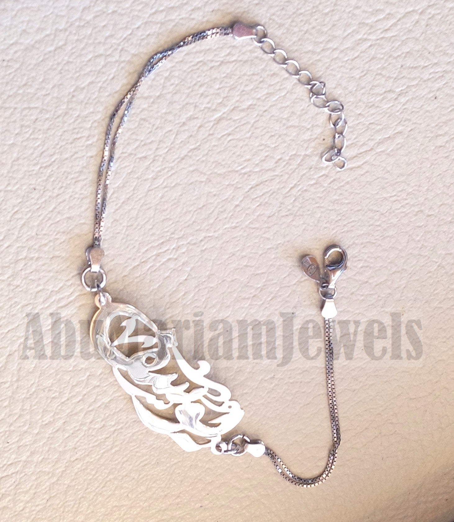 arabic calligraphy customized name sterling silver 925 high quality bracelet , fit all sizes any one name BR002 اسوارة اسماء عربي