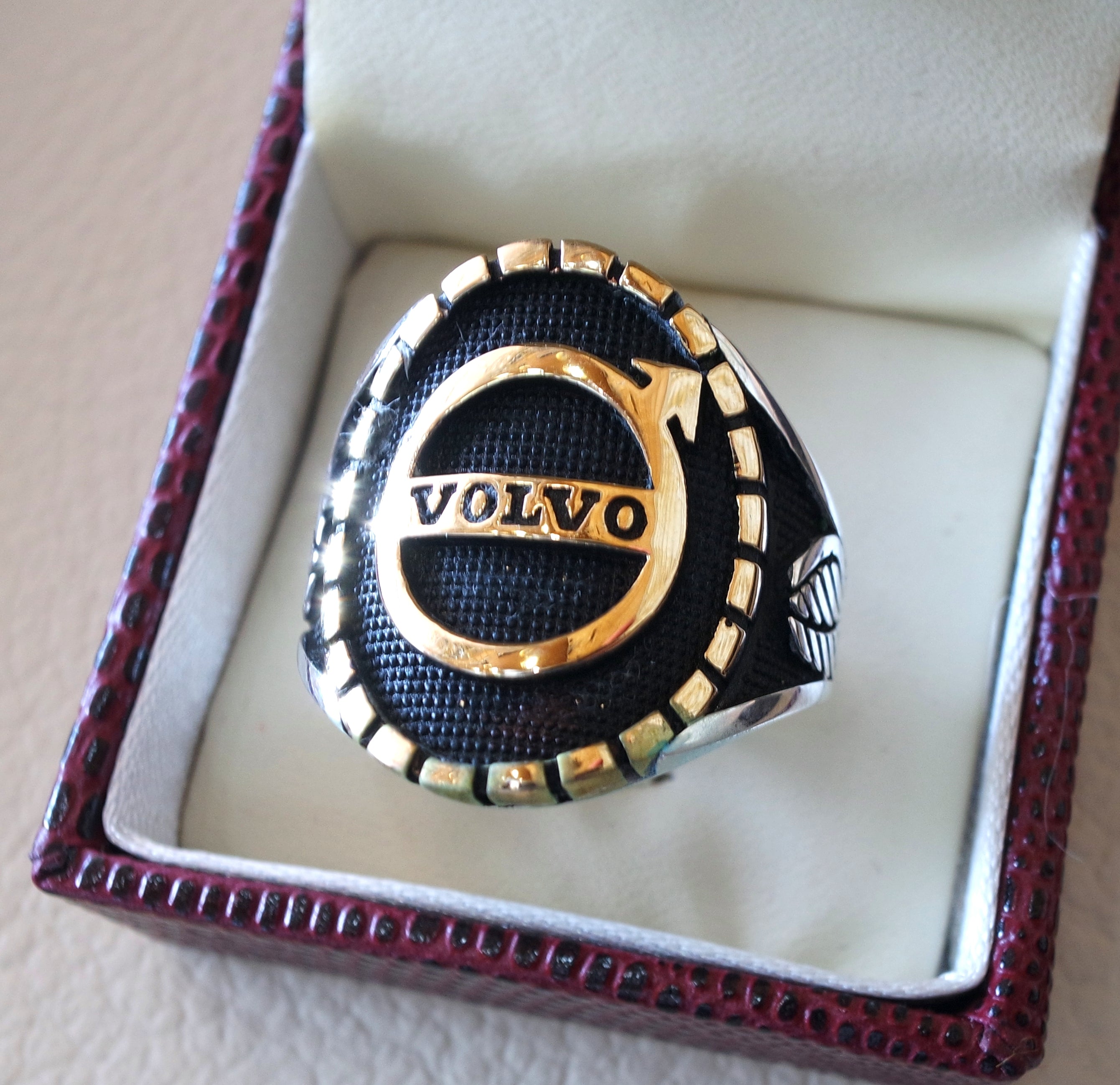 Volvo Sterling Silver 925 und Bronze Heavy man Ring neues Auto ideal Geschenk alle Größen