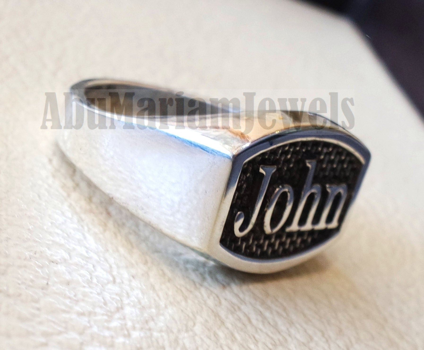 Name ring customized English calligraphy one word personalized heavy all sizes jewelry style sterling silver 925 SN1002