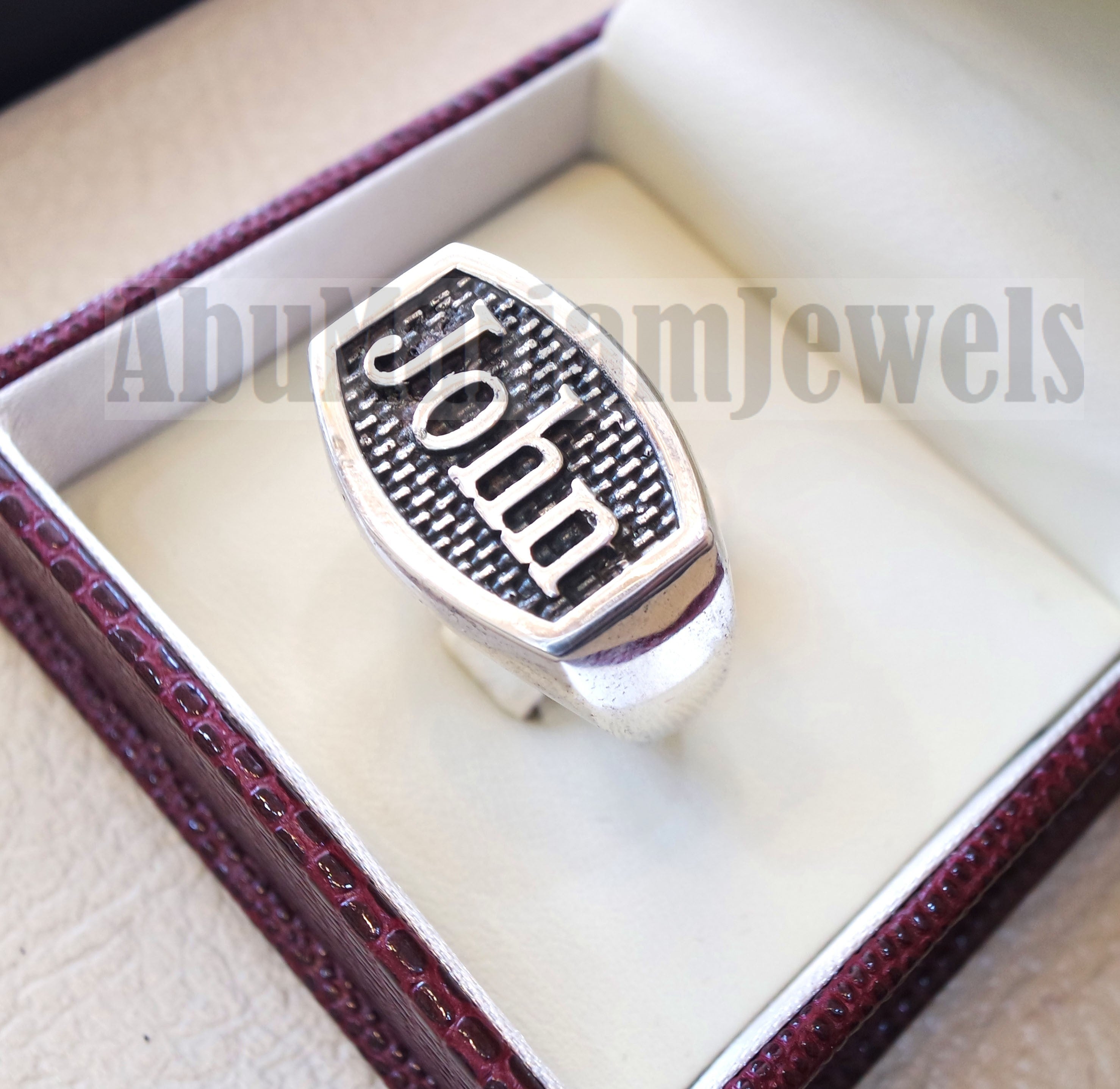 Name ring customized English calligraphy one word personalized heavy all sizes jewelry style sterling silver 925 SN1002