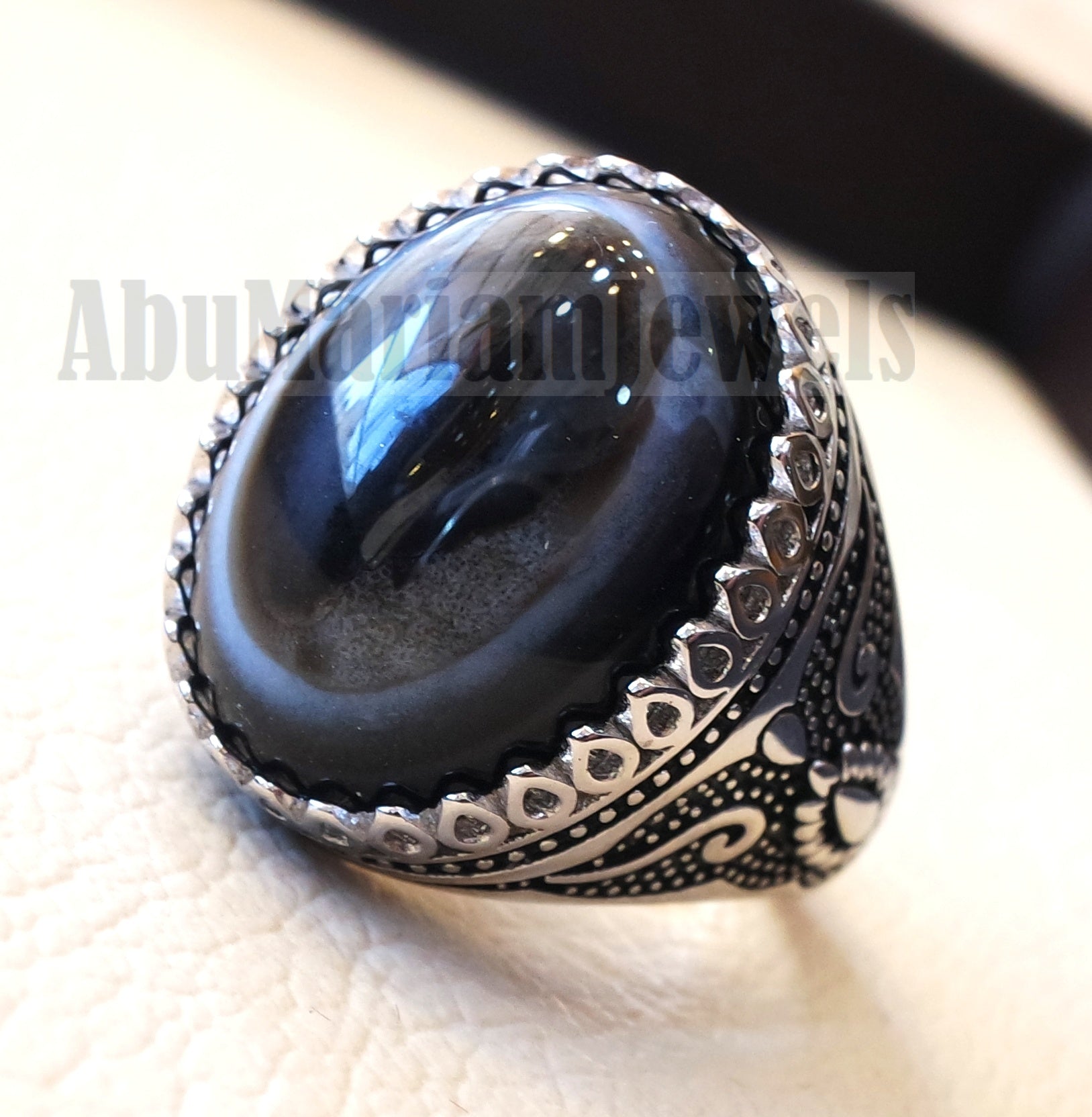 Sulymani aqeeq Huge agate natural cabochon man ring sterling silver all sizes jewelry middle eastern arabic turkey antique style