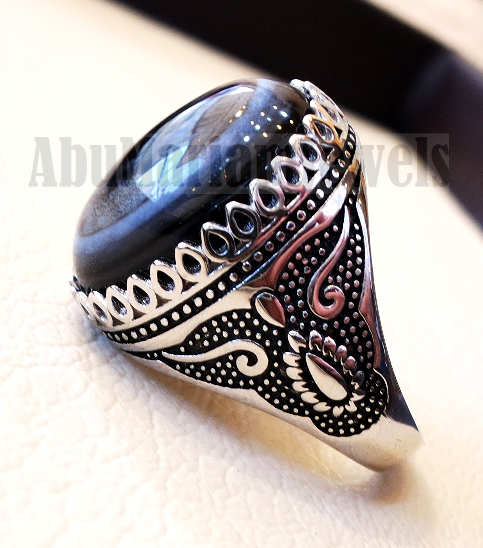 Sulymani aqeeq Huge agate natural cabochon man ring sterling silver all sizes jewelry middle eastern arabic turkey antique style