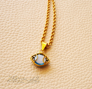 21K gold evil eye pendant with rope chain gold jewelry 16 and 20 inches fast shipping with gift box