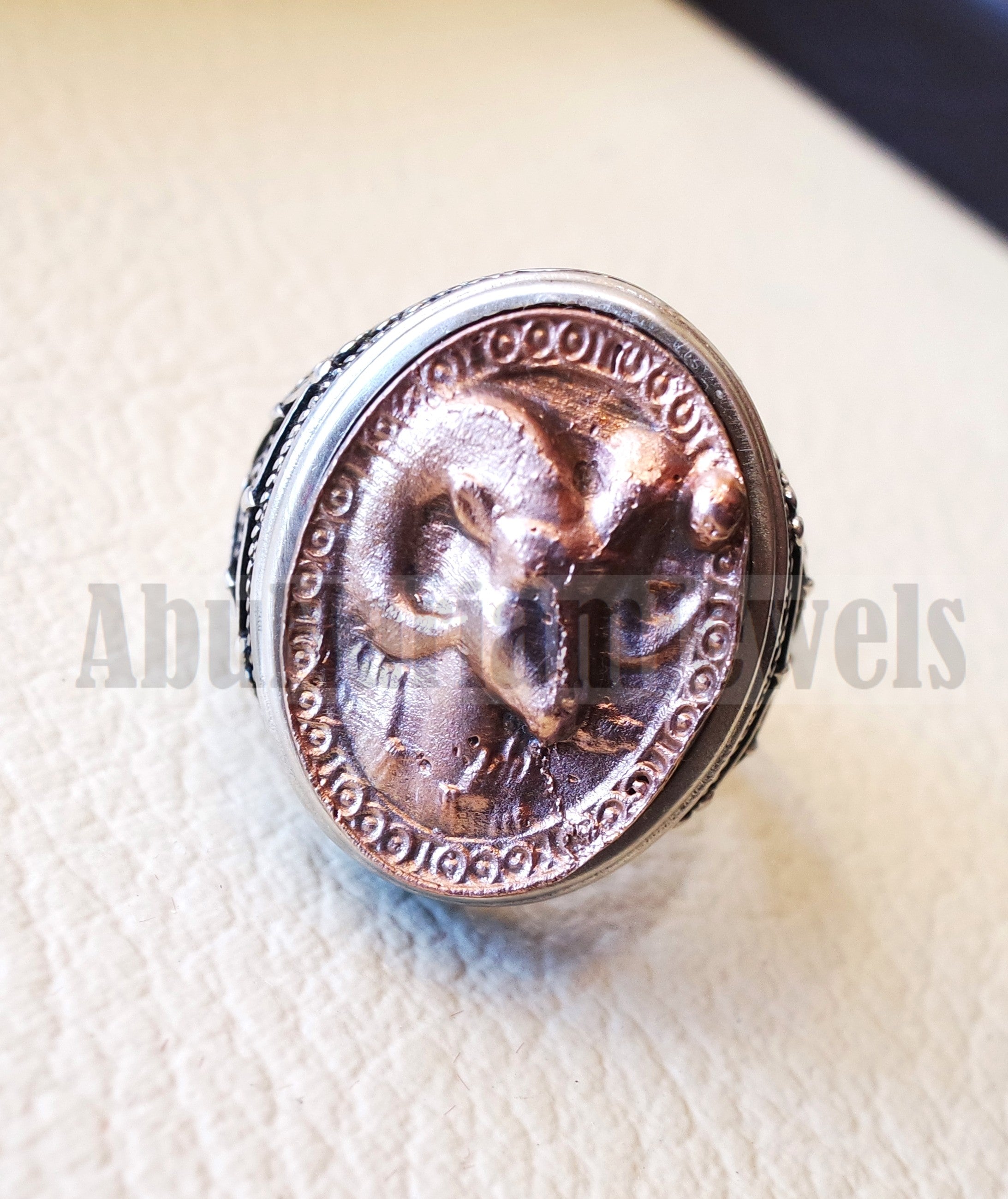 Horoscopes zodiac sign Aries sterling silver 925 and antique bronze huge men ring all sizes men jewelry gift that bring luck fast shipping