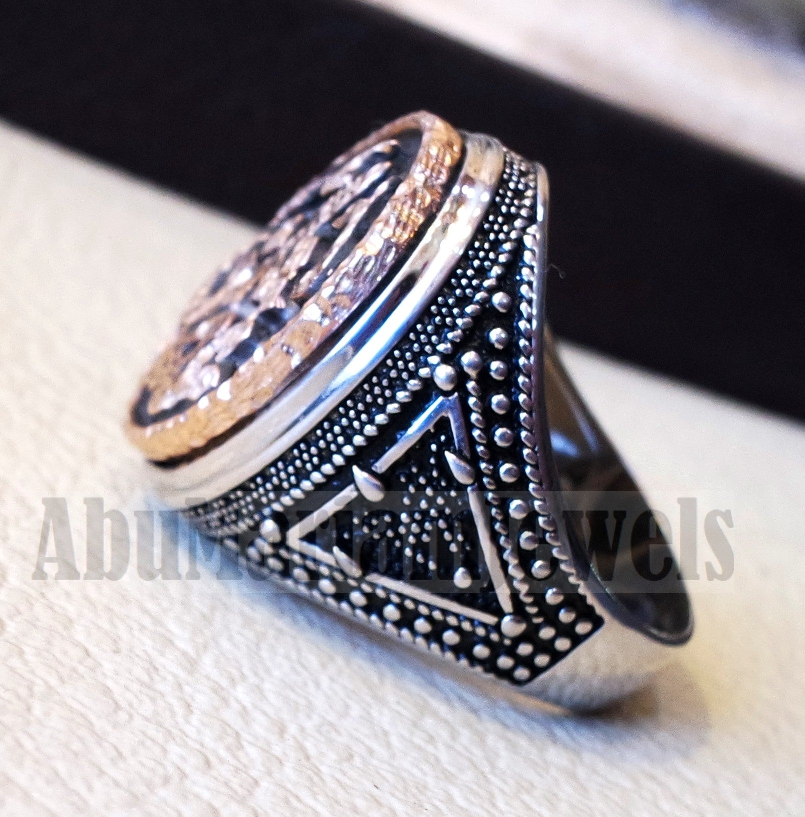 Customized Arabic calligraphy names ring personalized antique jewelry style sterling silver 925 and bronze any size TSB1003 خاتم اسم تفصيل