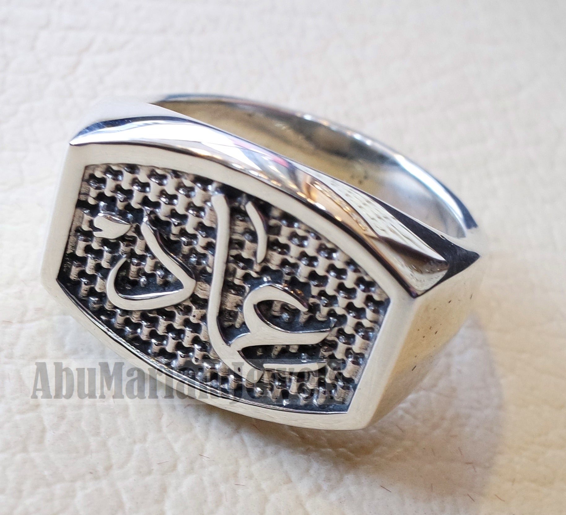 Name ring customized Arabic calligraphy one word personalized heavy all sizes jewelry style sterling silver 925 SN1004 خاتم اسم تفصيل