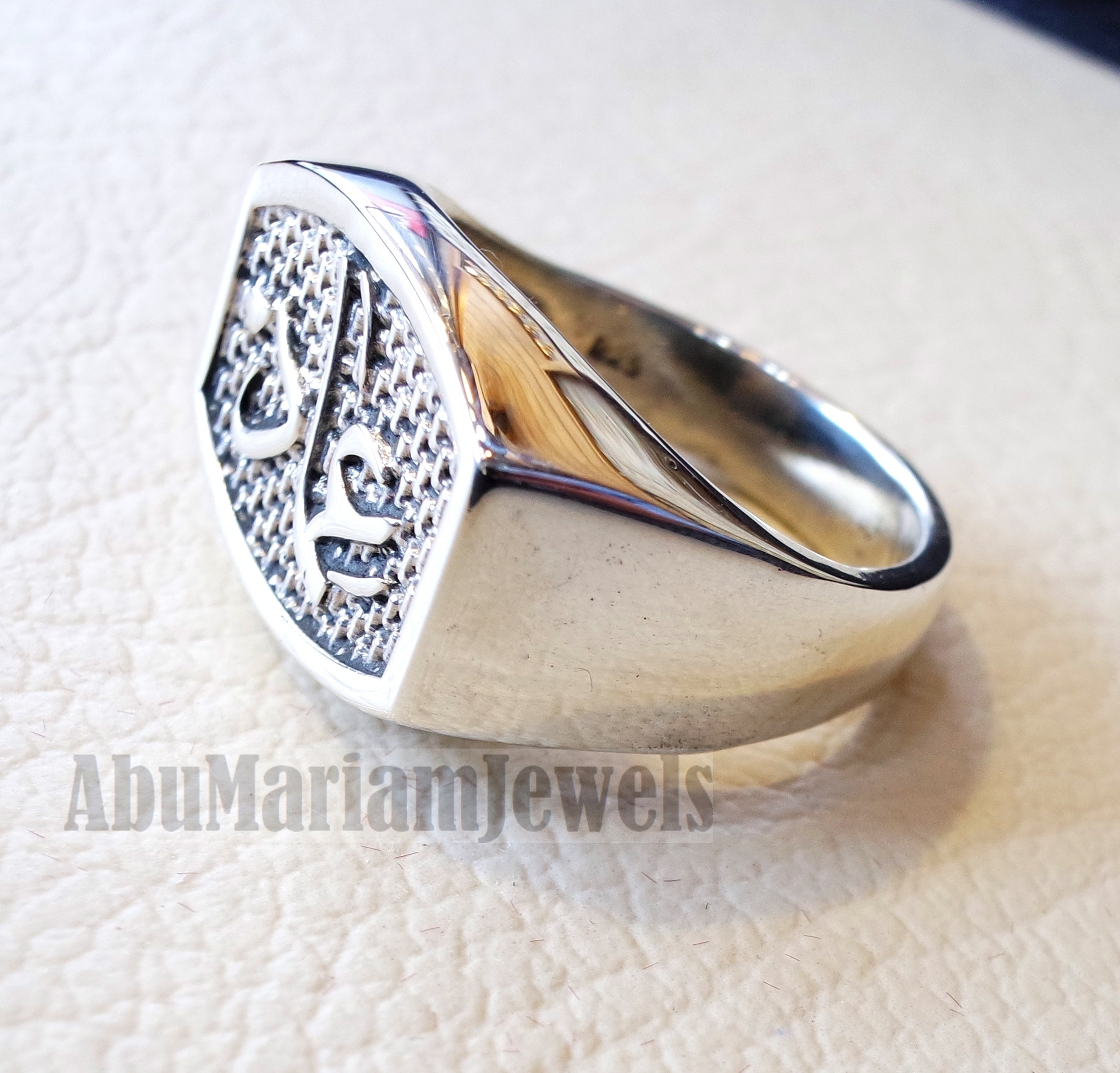 Name ring customized Arabic calligraphy one word personalized heavy all sizes jewelry style sterling silver 925 SN1004 خاتم اسم تفصيل