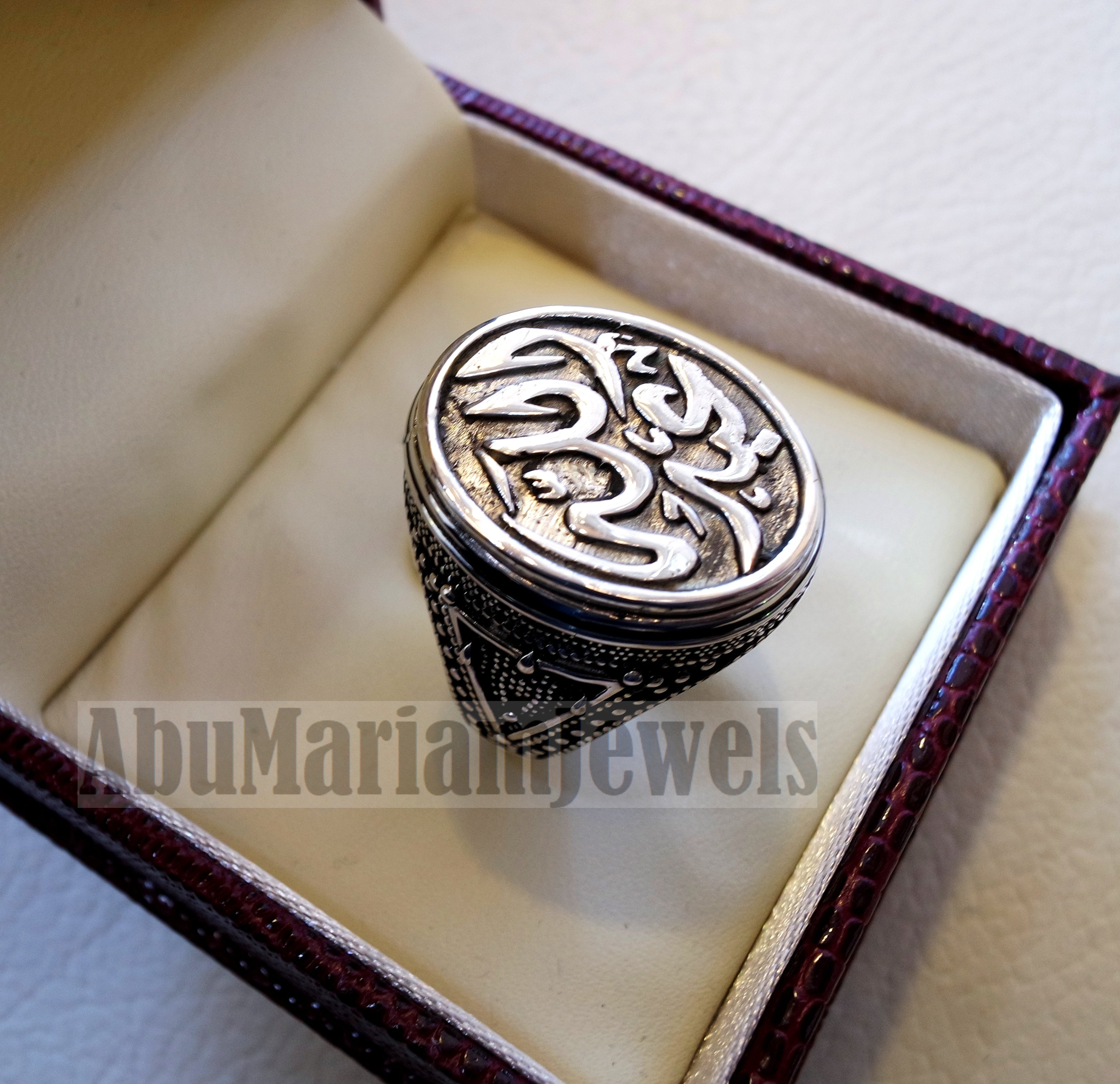 Customized Arabic calligraphy names ring personalized antique jewelry style sterling silver 925 any size TSS1001 خاتم اسم تفصيل