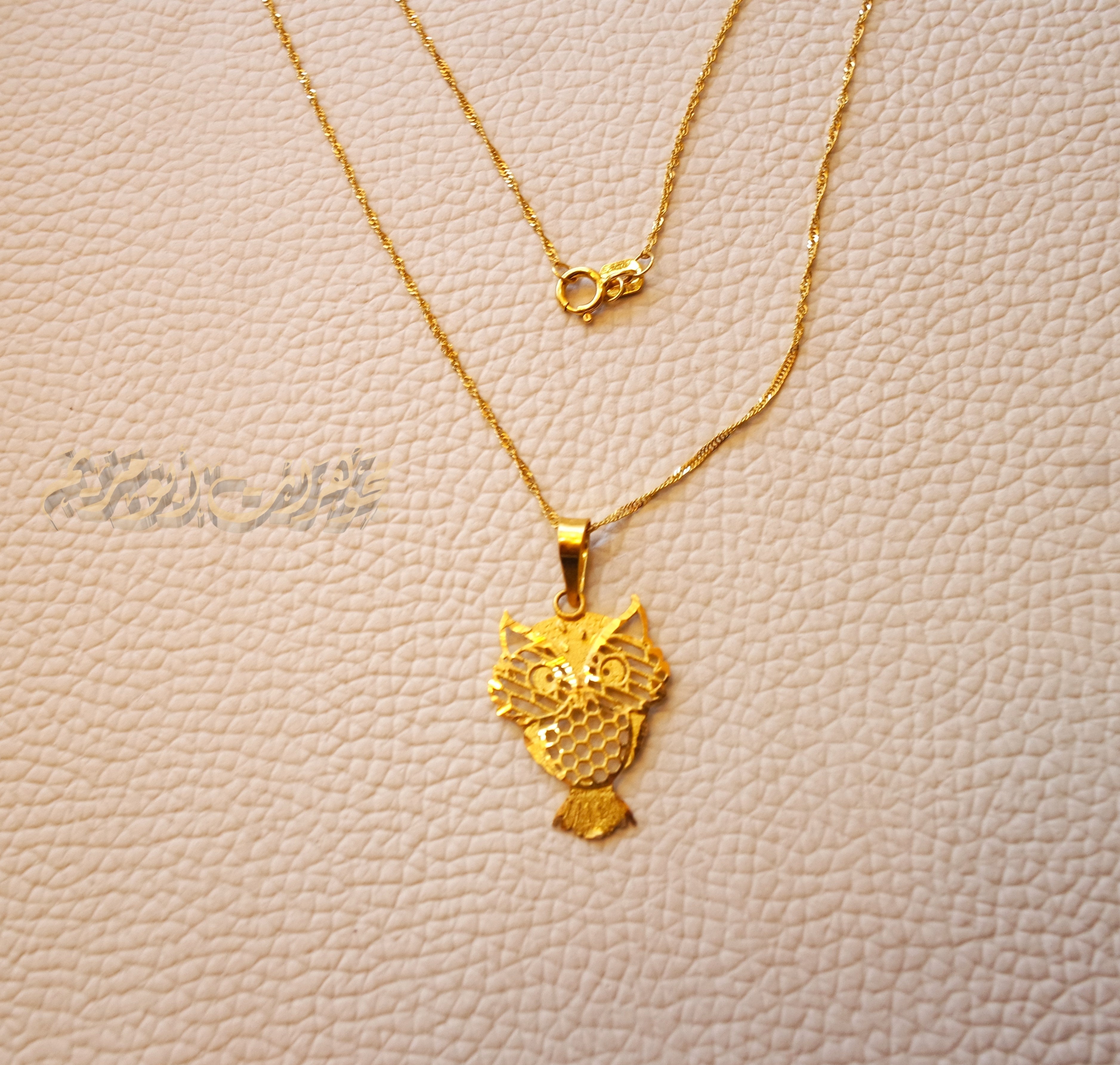 21K gold owl pendant with Disco chain gold jewelry 16 and 20 inches fast shipping animal lovers gift with box