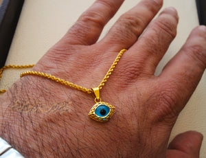 21K gold evil eye pendant with rope chain gold jewelry 16 and 20 inches fast shipping with gift box