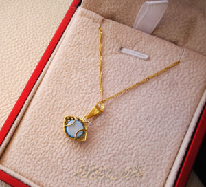 21K gold evil eye pendant with thin disco chain gold jewelry 16 and 20 inches fast shipping with gift box