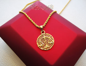 Justice scale lawyer or Judge gift 21 k gold round pendant and rope chain fine jewelry necklace fast shipping