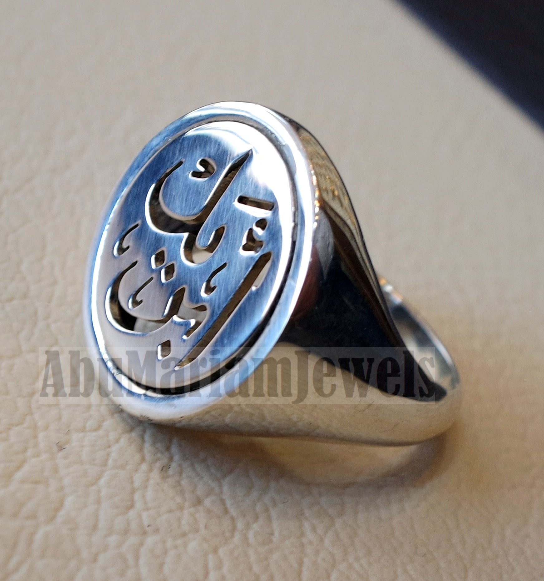 Customized Arabic calligraphy names handmade round heavy ring personalized jewelry sterling silver 925 any size AMM1002 خاتم اسم تفصيل