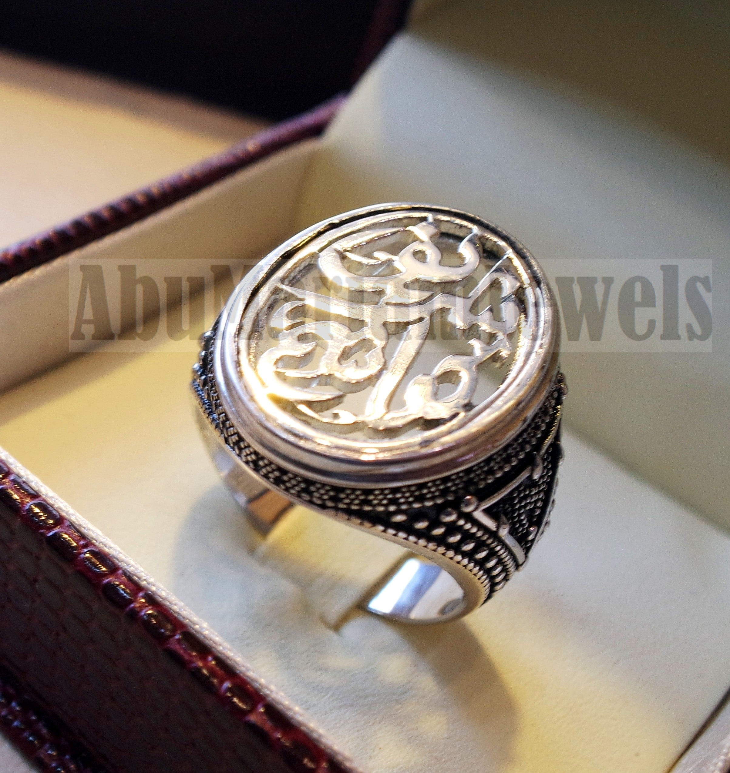 Customized Arabic calligraphy names handmade ring personalized antique jewelry style sterling silver 925 any size TSN1006 خاتم اسم تفصيل