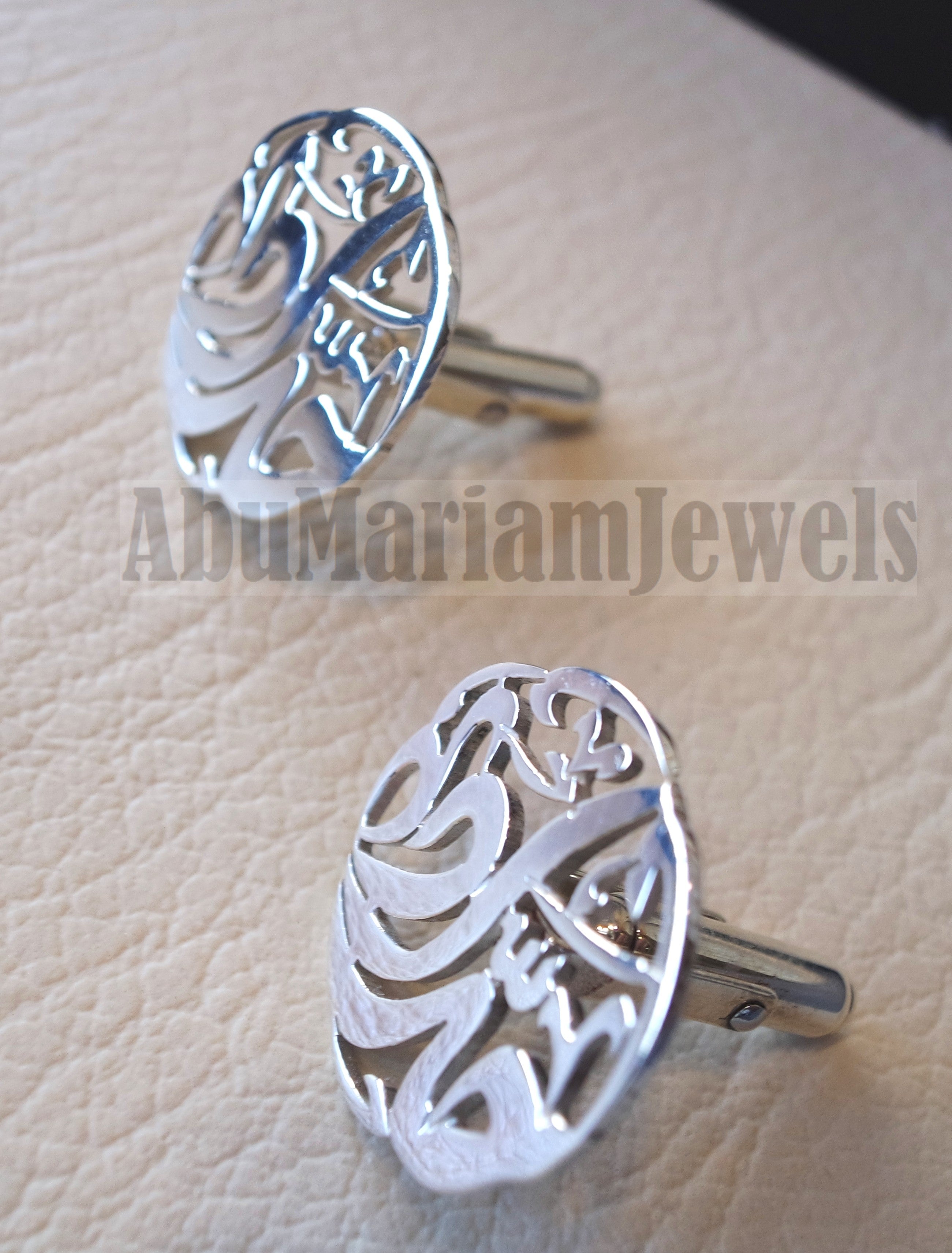 cufflinks , cuflinks 2 or 1 name one word each calligraphy arabic customized any name made to order sterling silver 925 men jewelry CF112