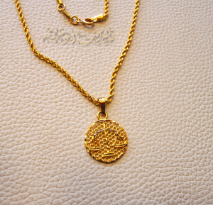 Justice scale lawyer or Judge gift 21 k gold round pendant and rope chain fine jewelry necklace fast shipping