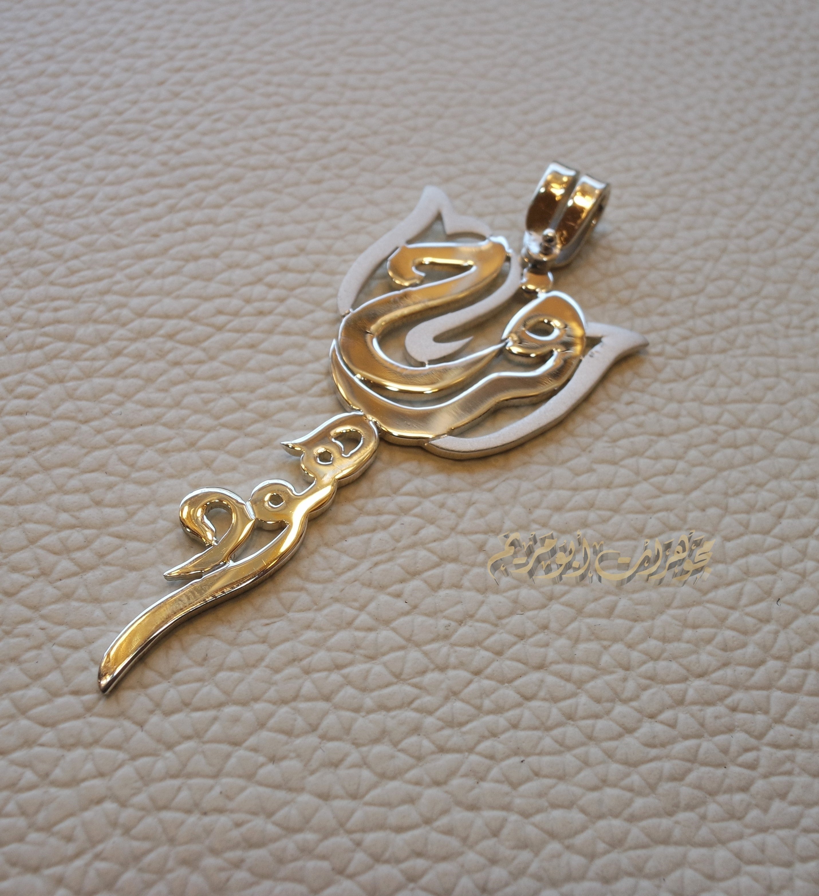 Rose flower Personalized pendant any two names Arabic customized name sterling silver 925 high quality polishing big size تعليقه اسماء عربي