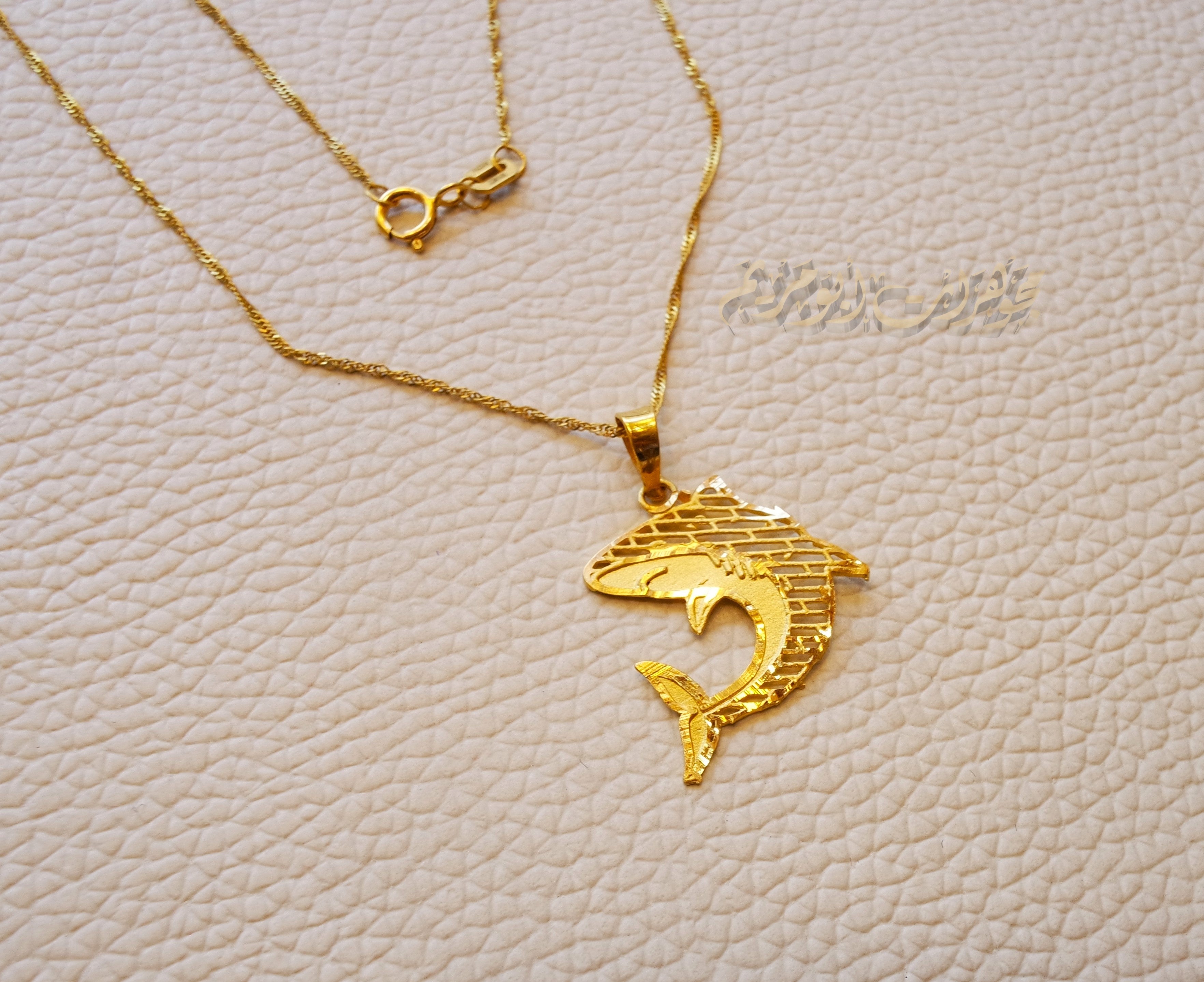 21K gold shark fish pendant with Disco chain gold jewelry 16 and 20 inches fast shipping sea ocean lovers with gift box