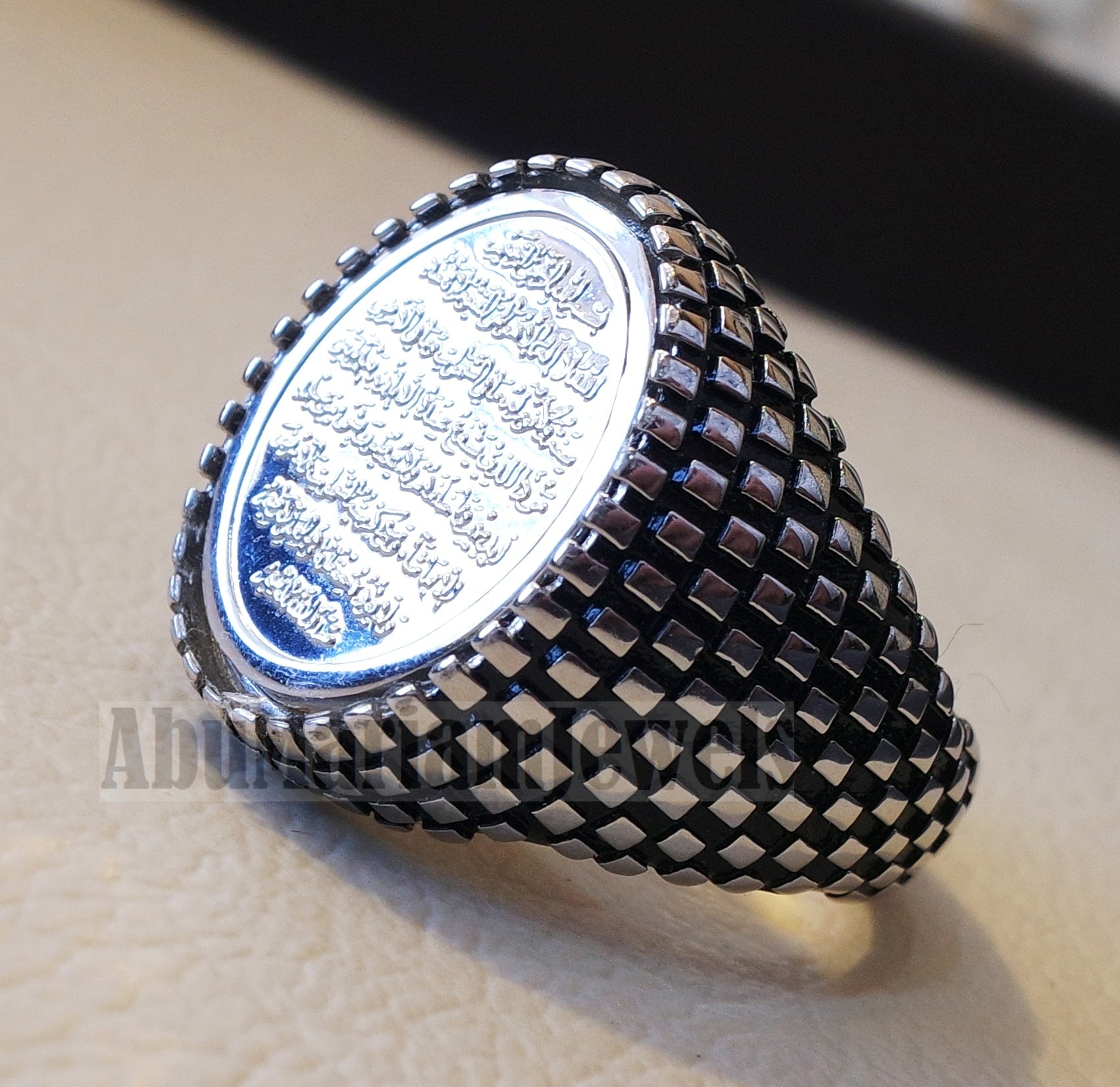 Gorgeous men ring Ayet Kursi Arabic islamic quraan verses sterling silver 925 any size jewelry heavy man gift خاتم أية كرسي