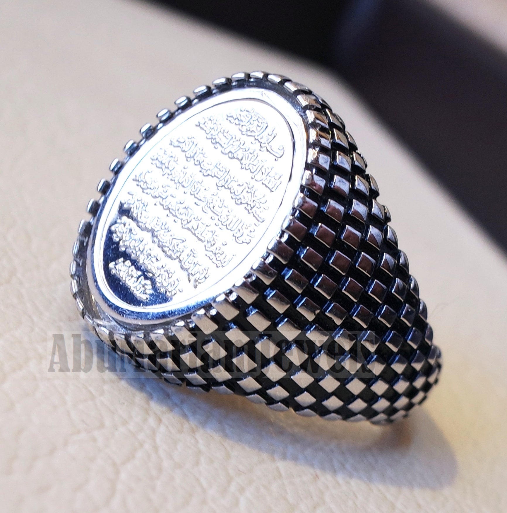 Gorgeous men ring Ayet Kursi Arabic islamic quraan verses sterling silver 925 any size jewelry heavy man gift خاتم أية كرسي