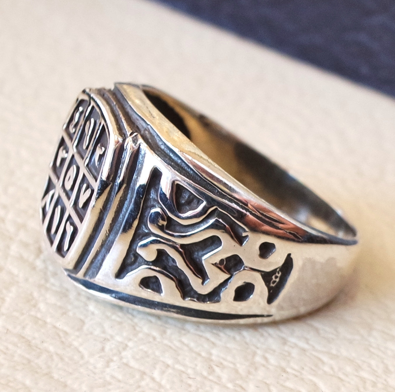 Talisman arabic numbers abjad men ring sterling silver 925 arabic ottoman turkish islam jewelry  all sizes fast shipping