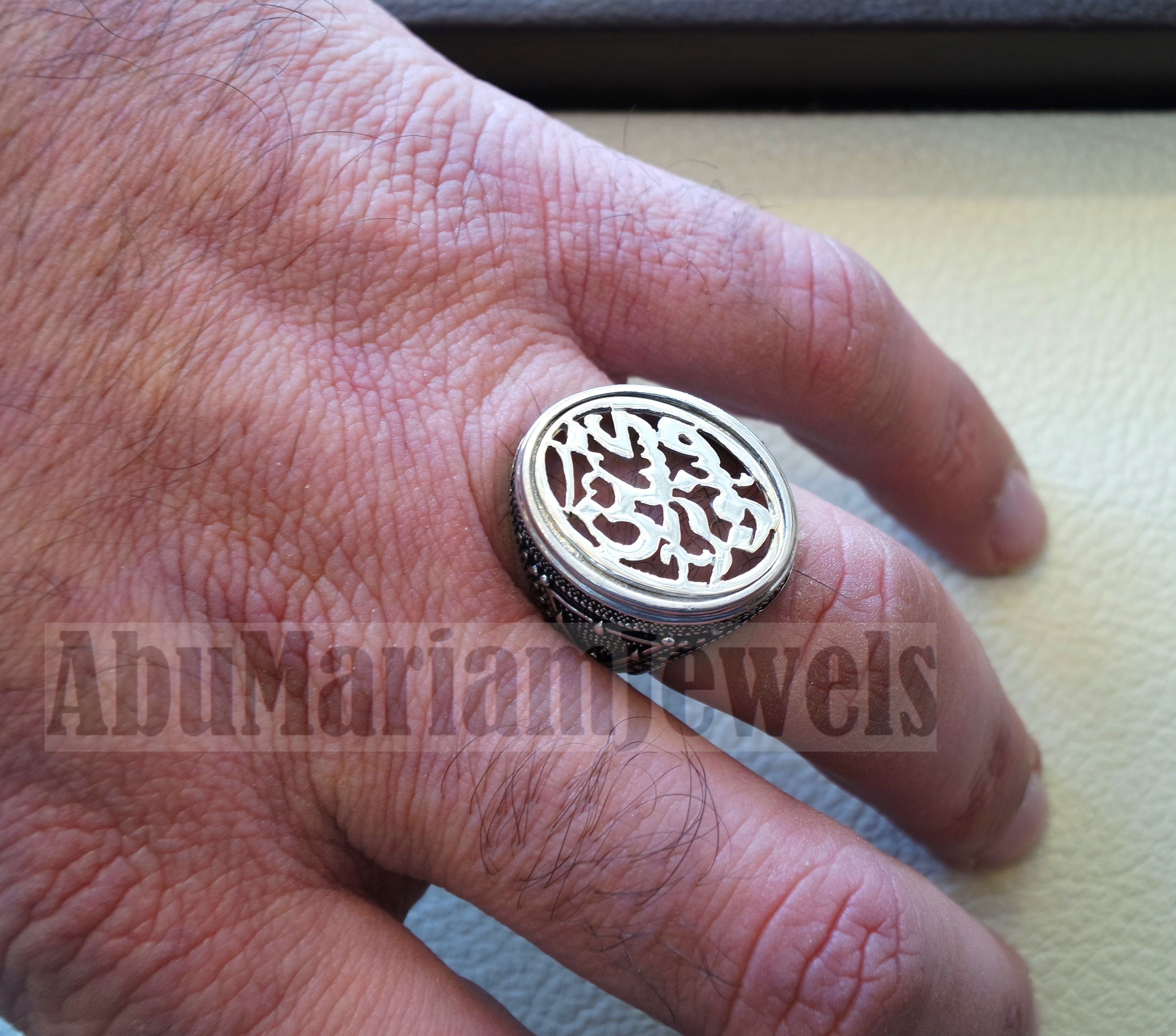 Customized Arabic calligraphy names ring personalized jewelry style sterling silver 925  any size TSN1002 خاتم اسم تفصيل