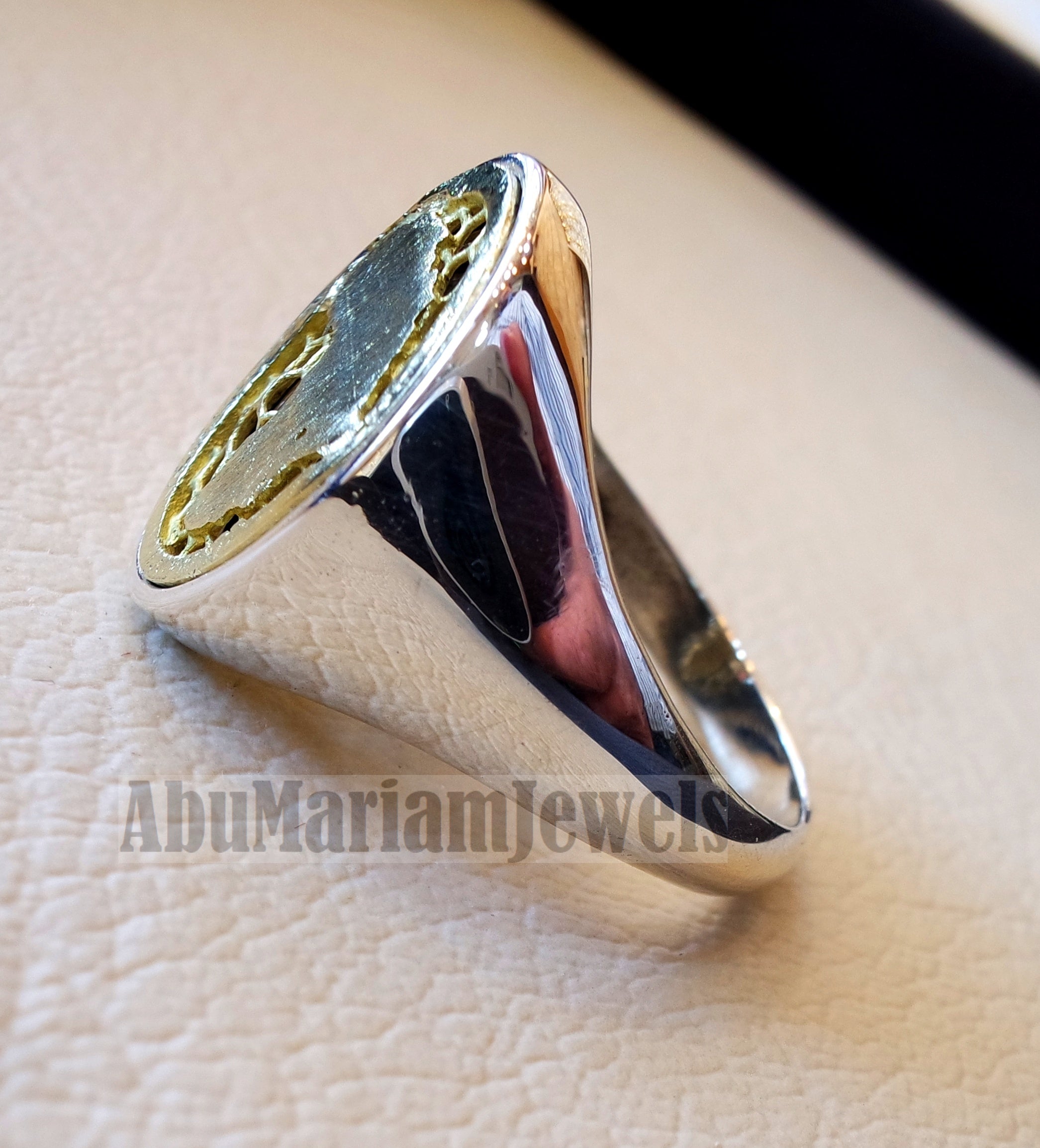 Africa map man ring sterling silver 925 and bronze Arabic oval signet style fast shipping all sizes خاتم أفريقيا