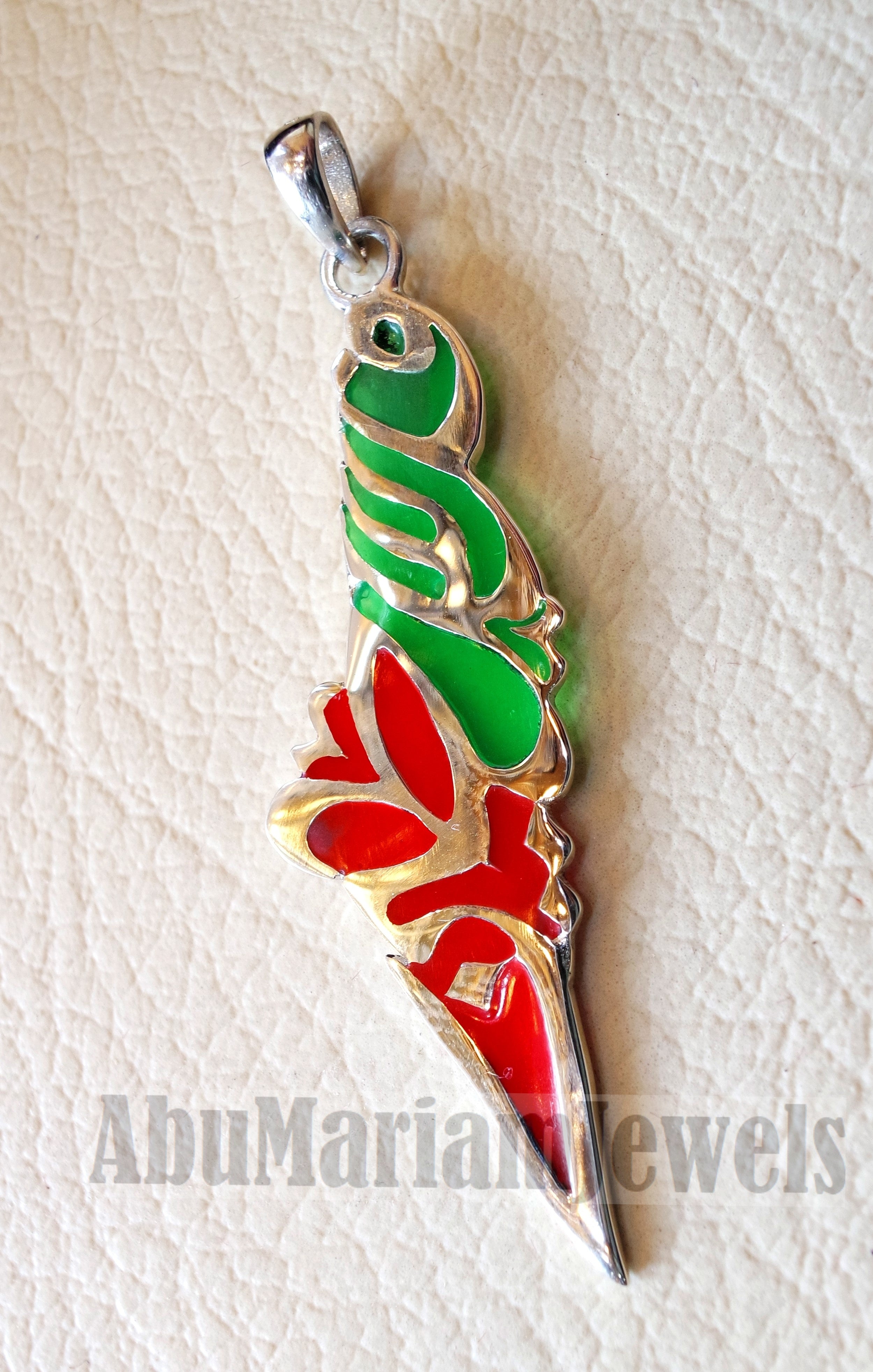 Palestine map pendant sterling silver 925 high quality jewelry arabic calligraphy colorful green and red enamel fast shipping خارطه فلسطين